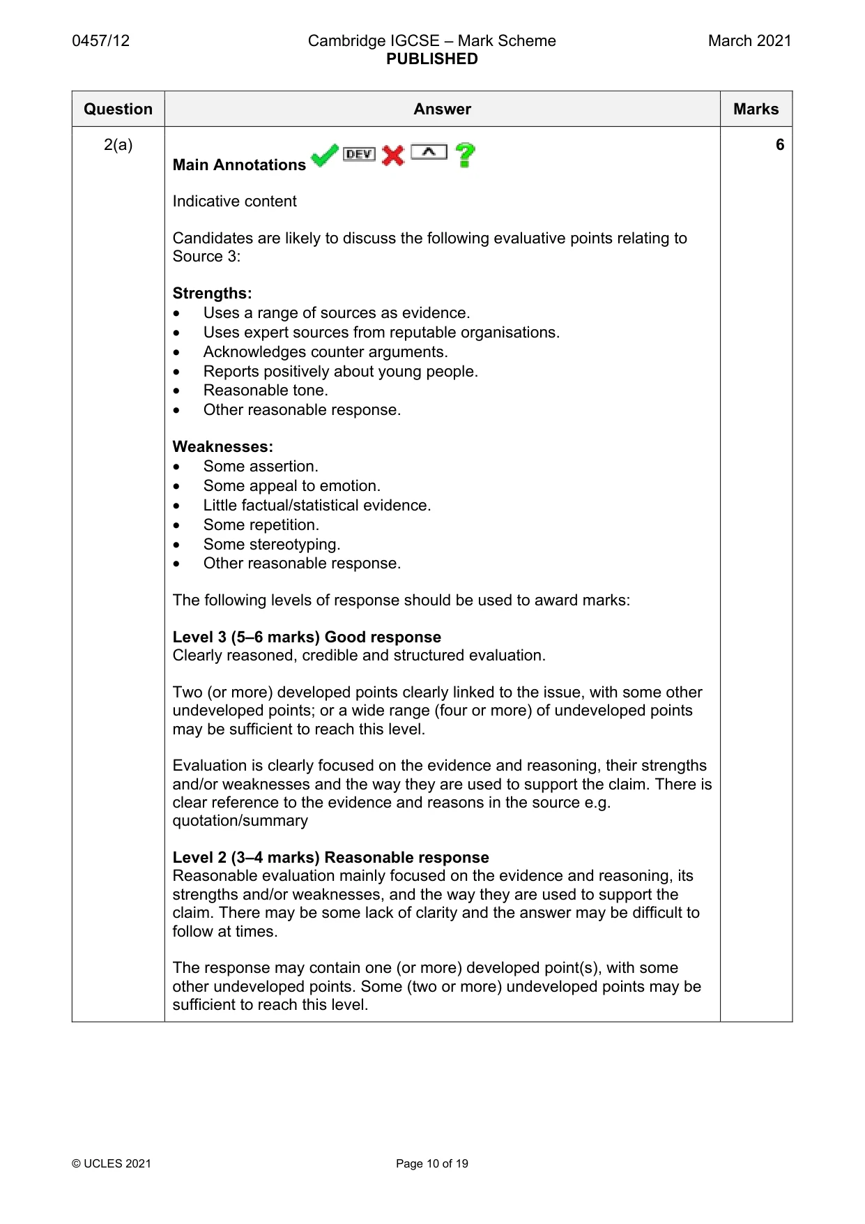 Mark scheme, page 10 of 19
