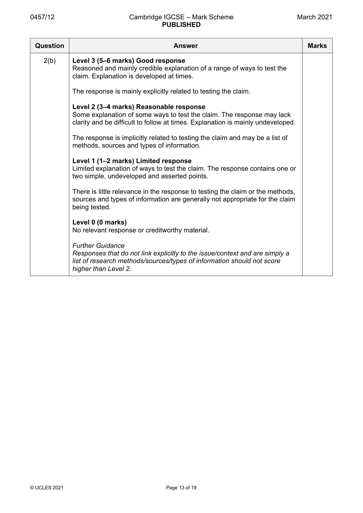 Mark scheme, page 13 of 19