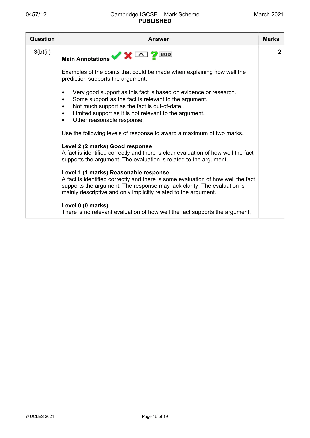 Mark scheme, page 15 of 19