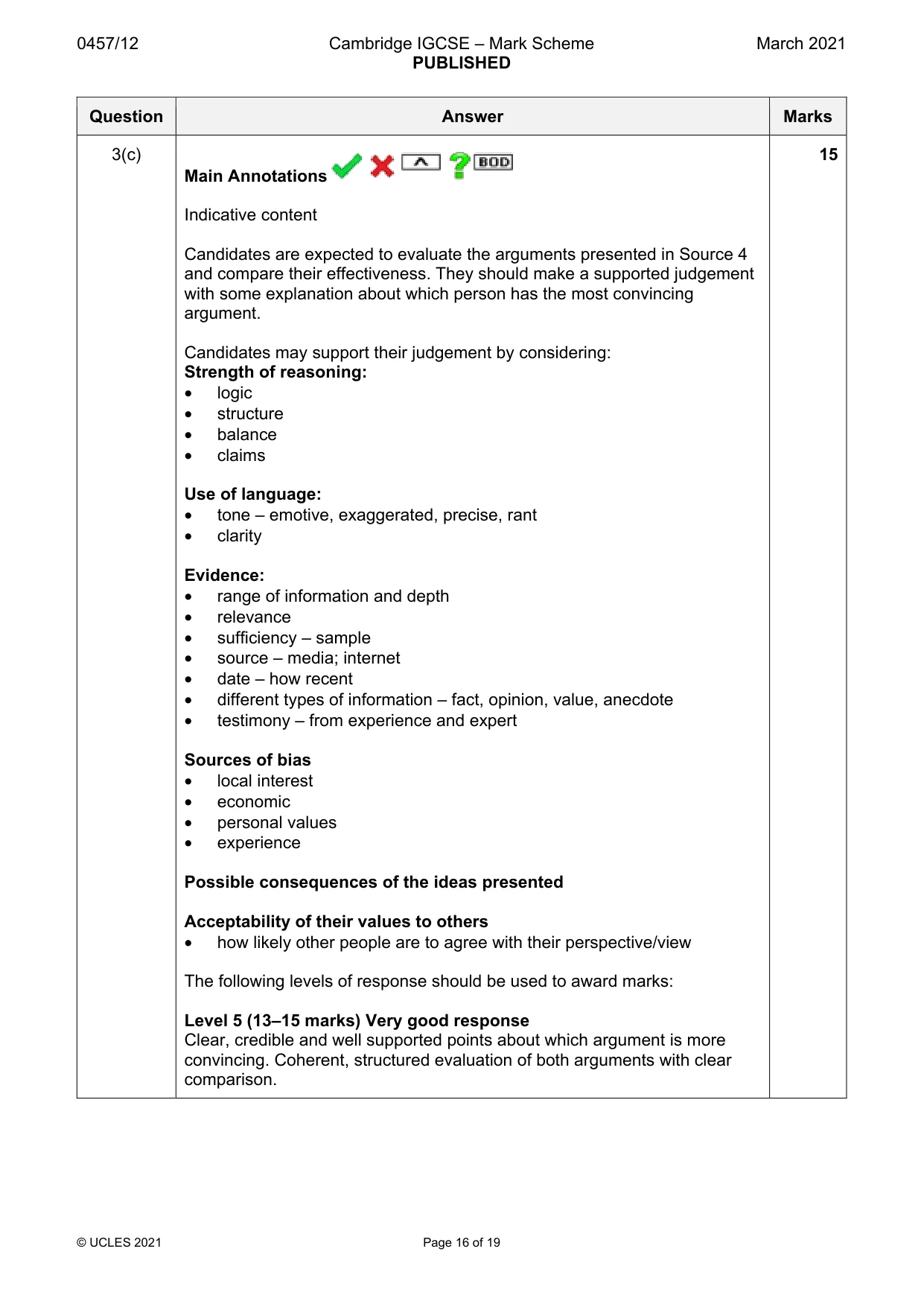 Mark scheme, page 16 of 19