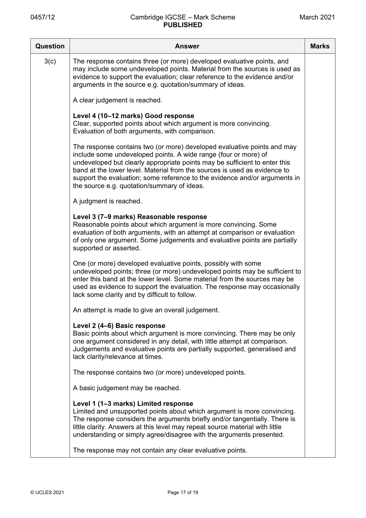 Mark scheme, page 17 of 19