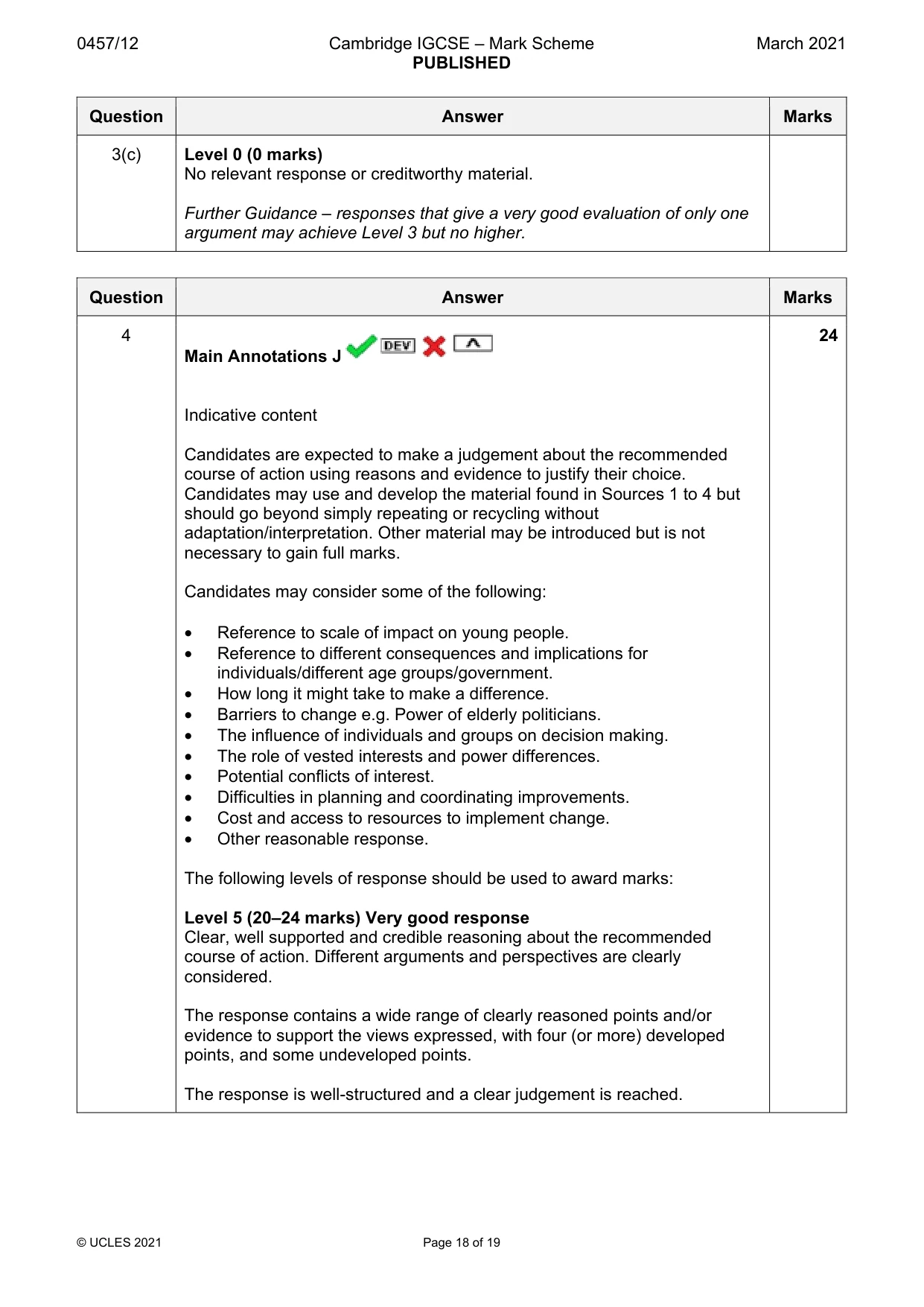 Mark scheme, page 18 of 19