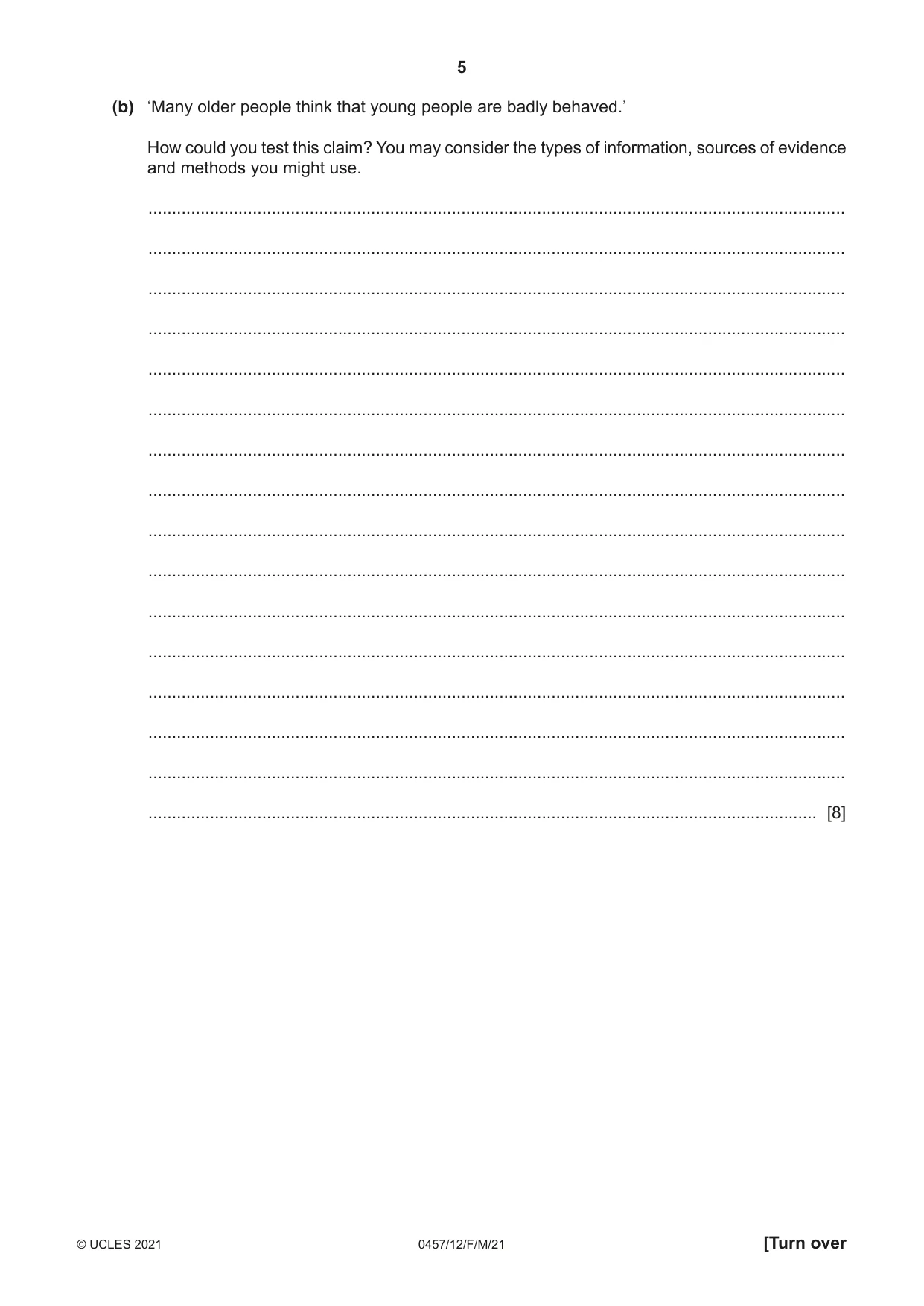Cambridge IGCSE Global Perspectives 0457 2021 Feb/March Paper 1 · Variant 2 question paper, page 5 of 12