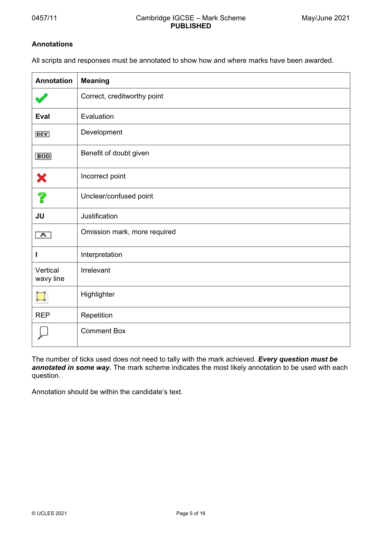 Mark scheme, page 5 of 16