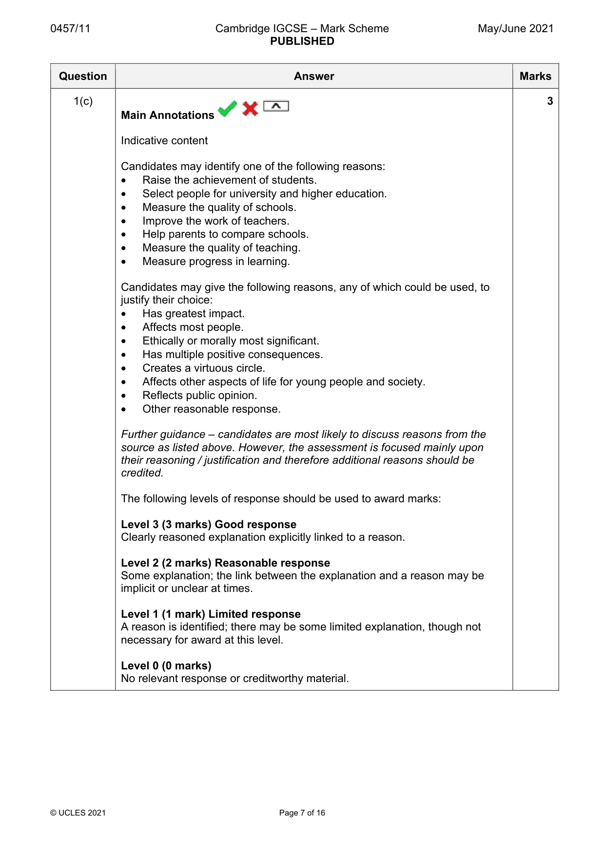 Mark scheme, page 7 of 16