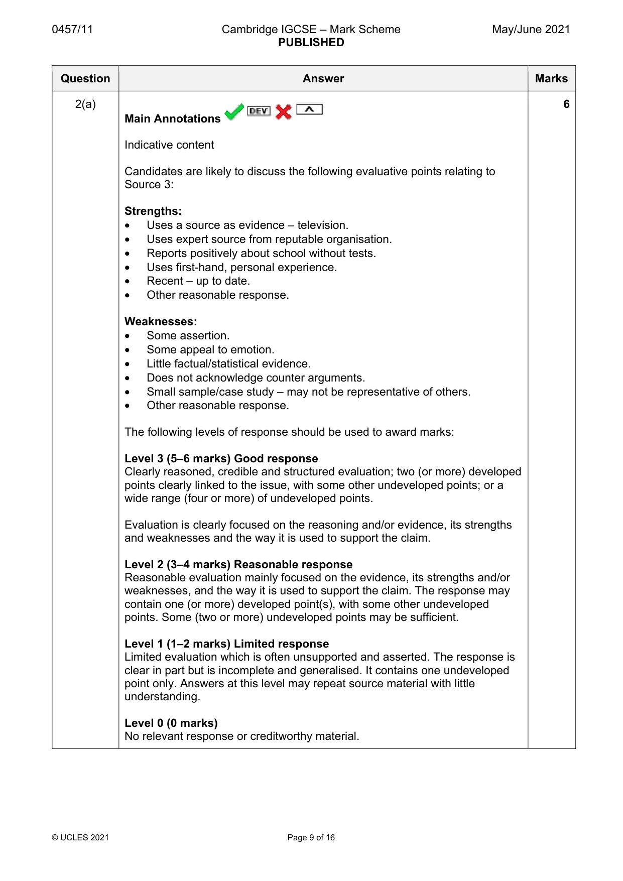 Mark scheme, page 9 of 16