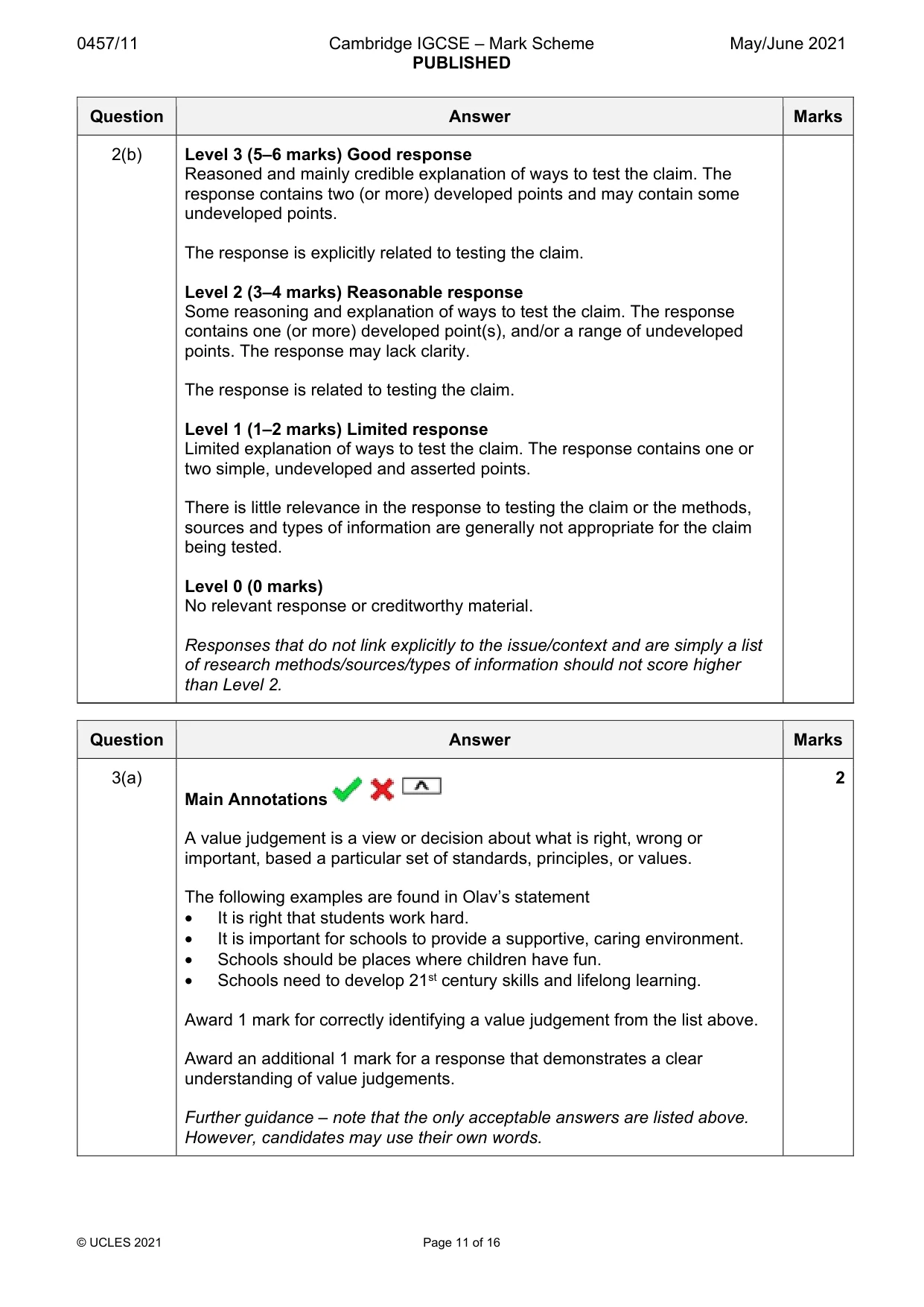 Mark scheme, page 11 of 16