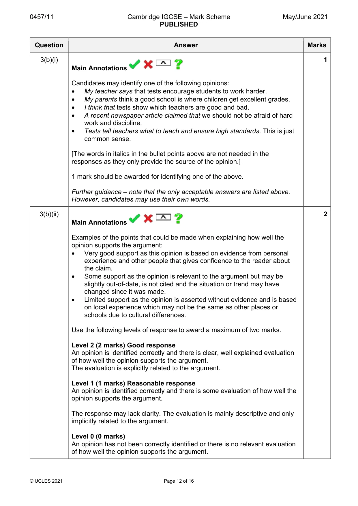 Mark scheme, page 12 of 16