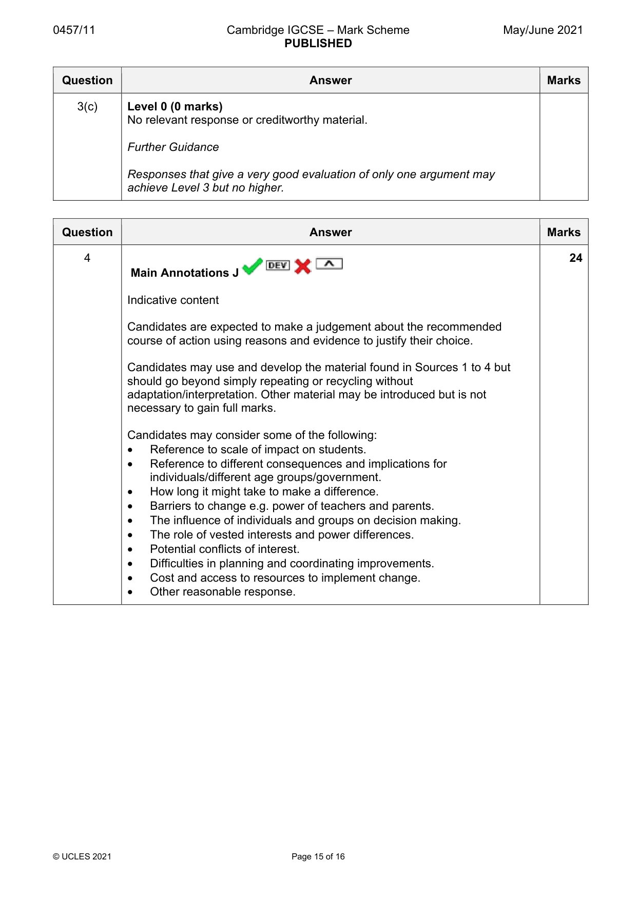 Mark scheme, page 15 of 16