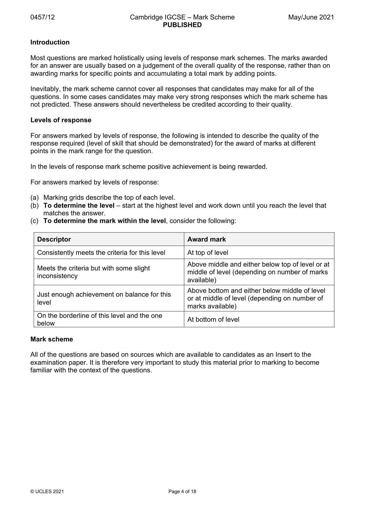 Mark scheme, page 4 of 18