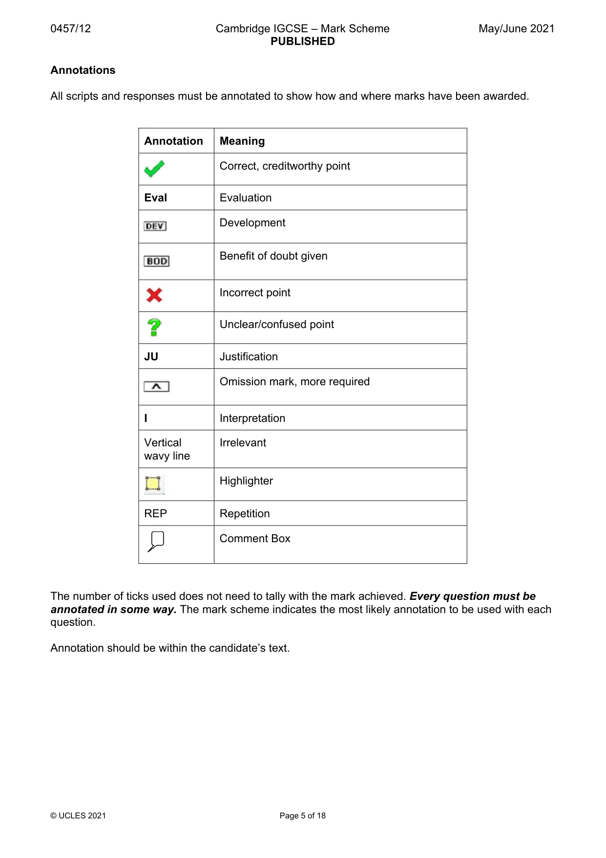 Mark scheme, page 5 of 18