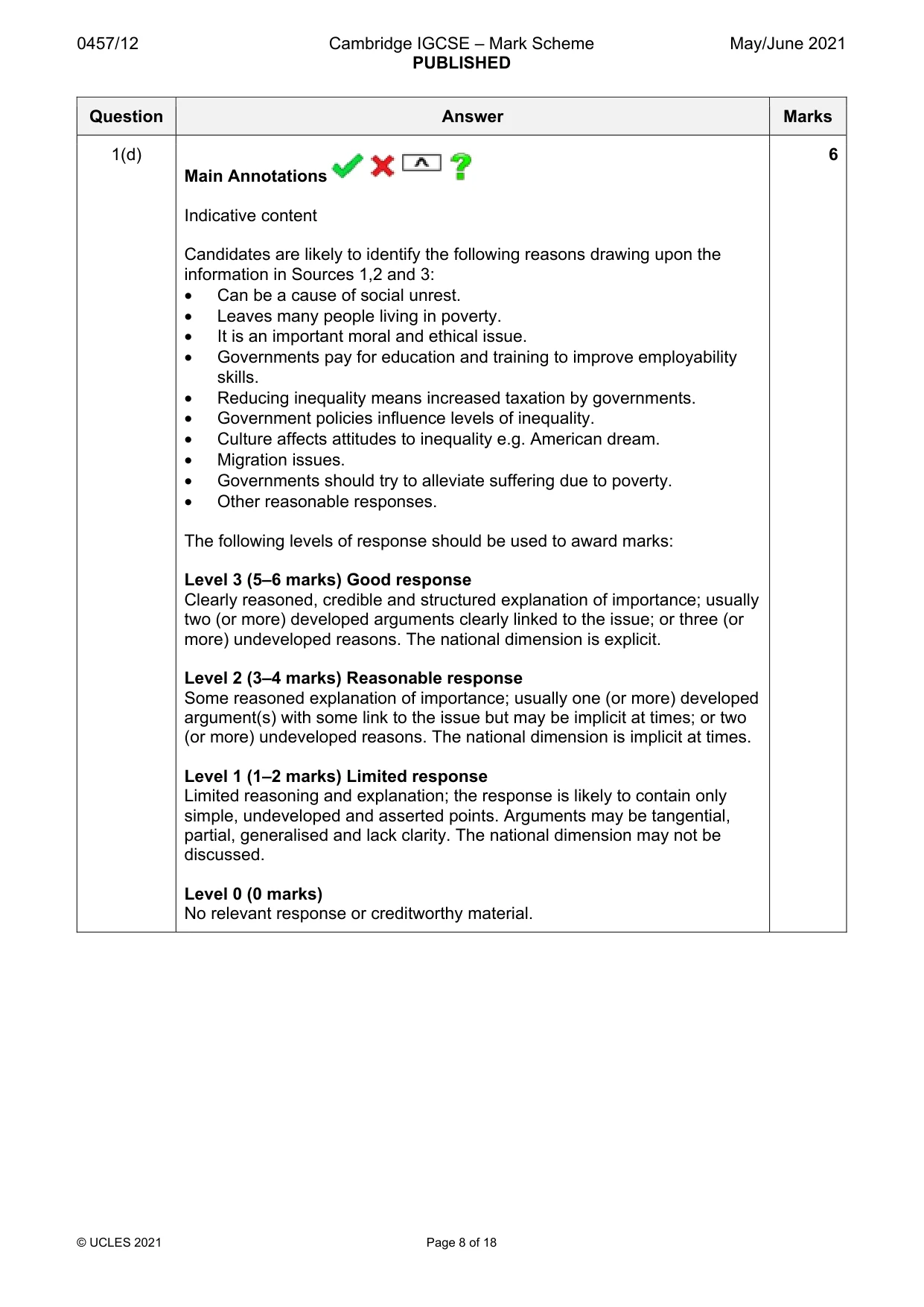 Mark scheme, page 8 of 18