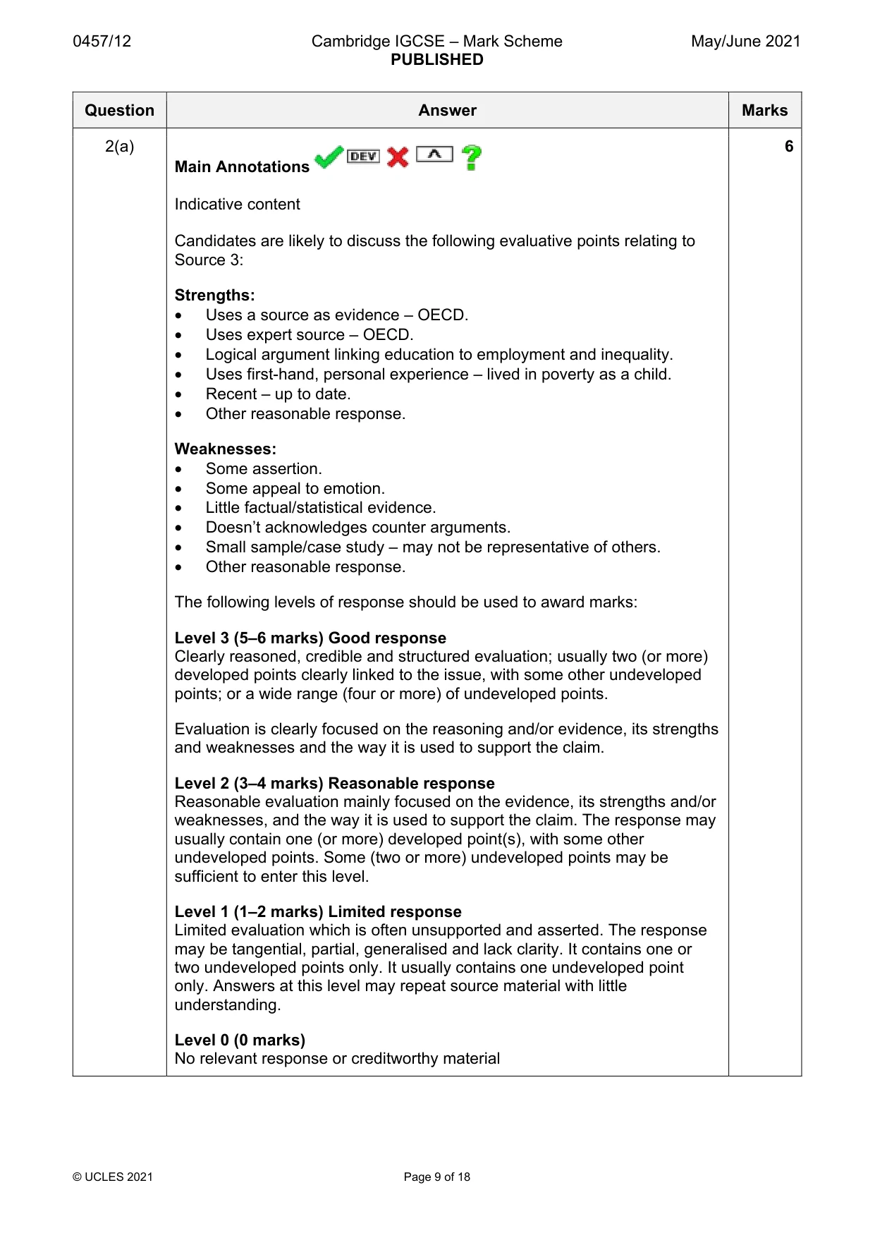 Mark scheme, page 9 of 18