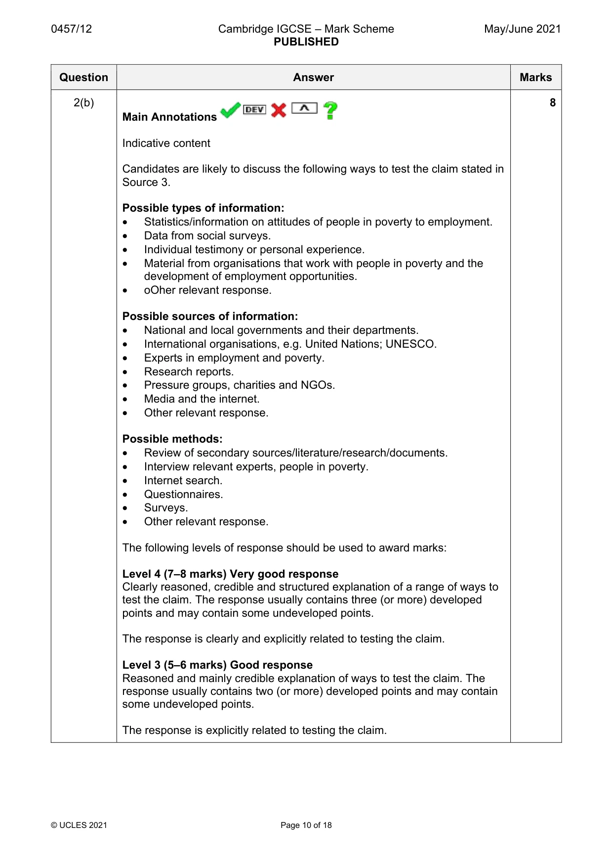 Mark scheme, page 10 of 18