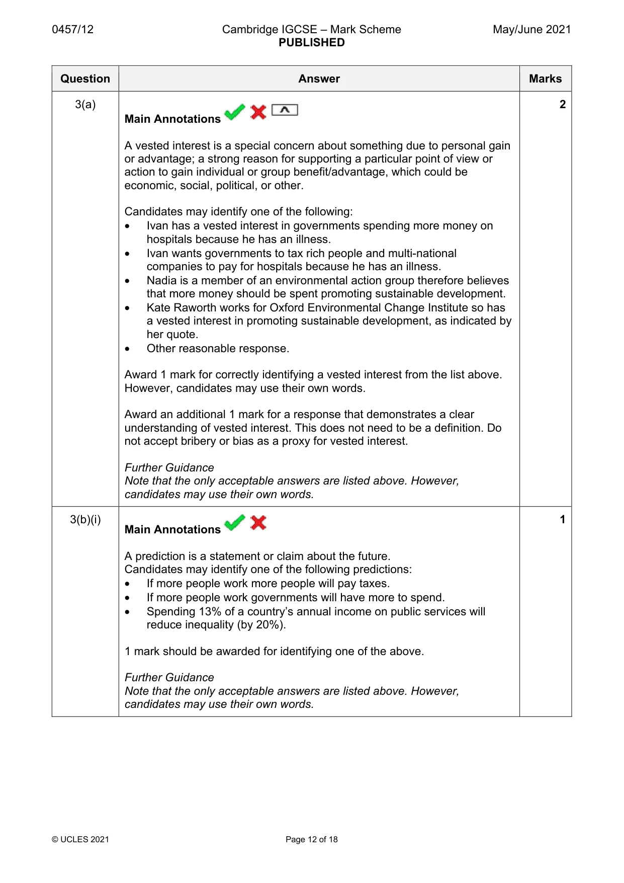 Mark scheme, page 12 of 18