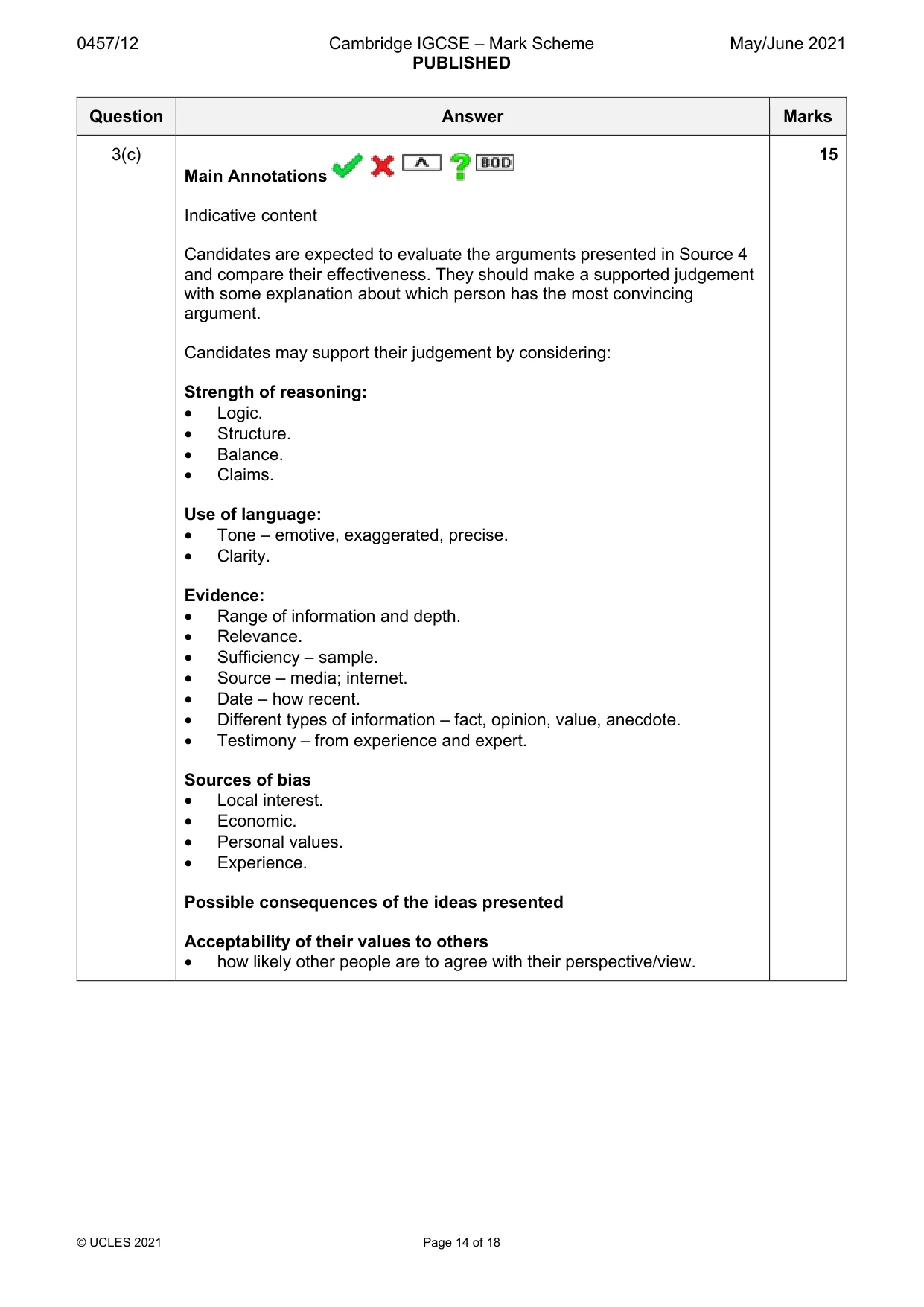 Mark scheme, page 14 of 18
