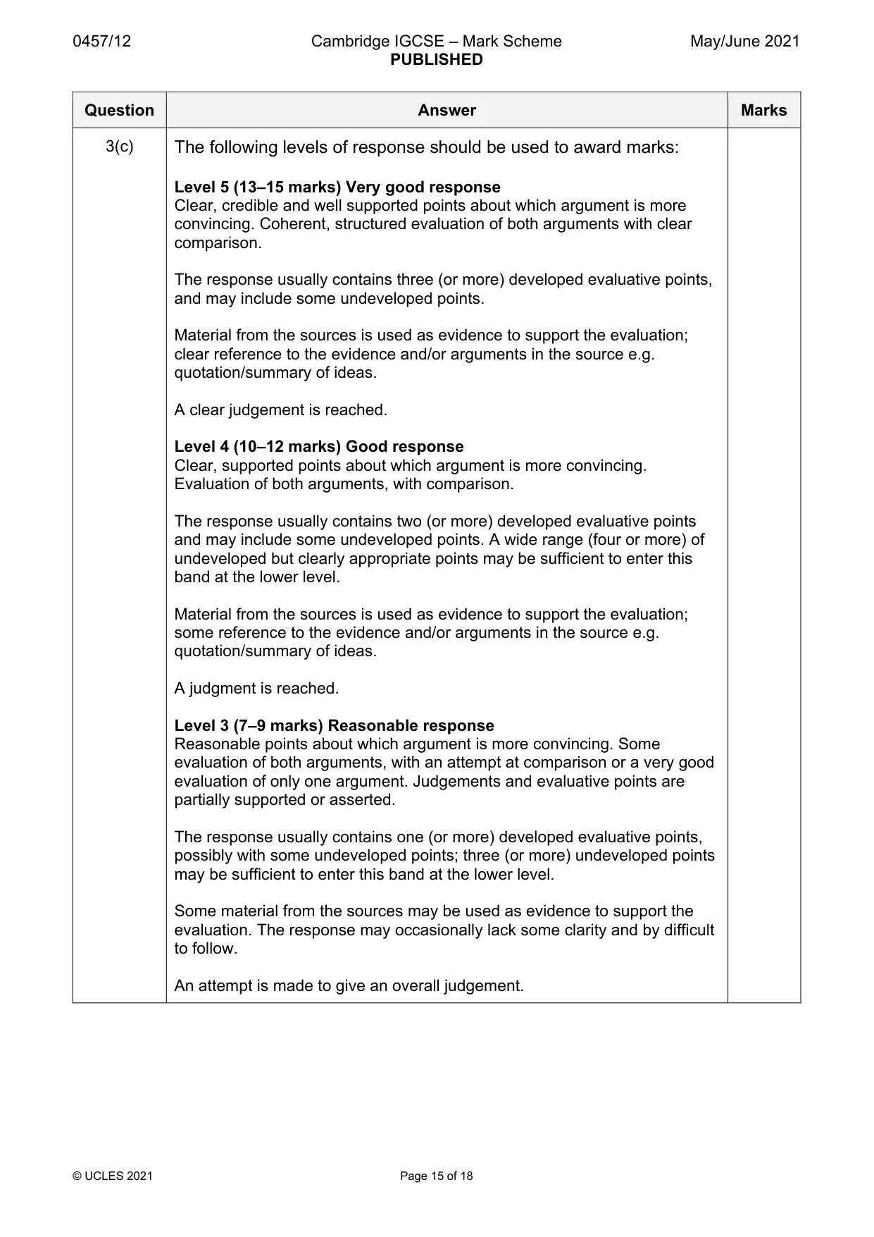 Mark scheme, page 15 of 18
