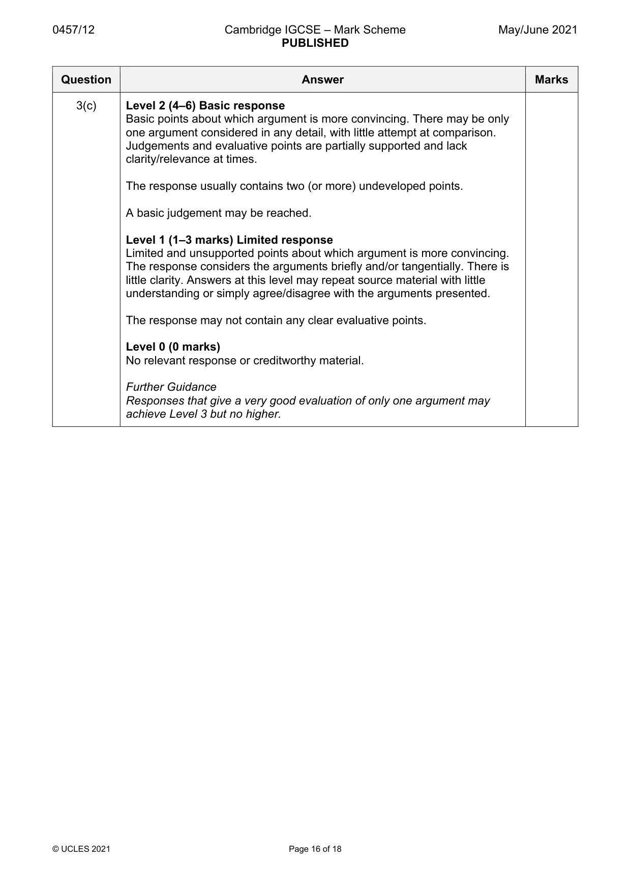Mark scheme, page 16 of 18