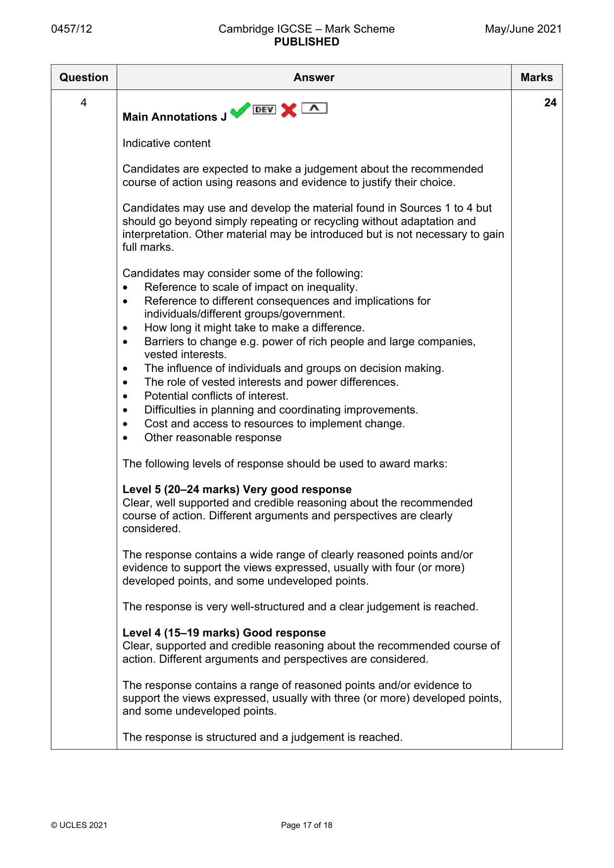 Mark scheme, page 17 of 18