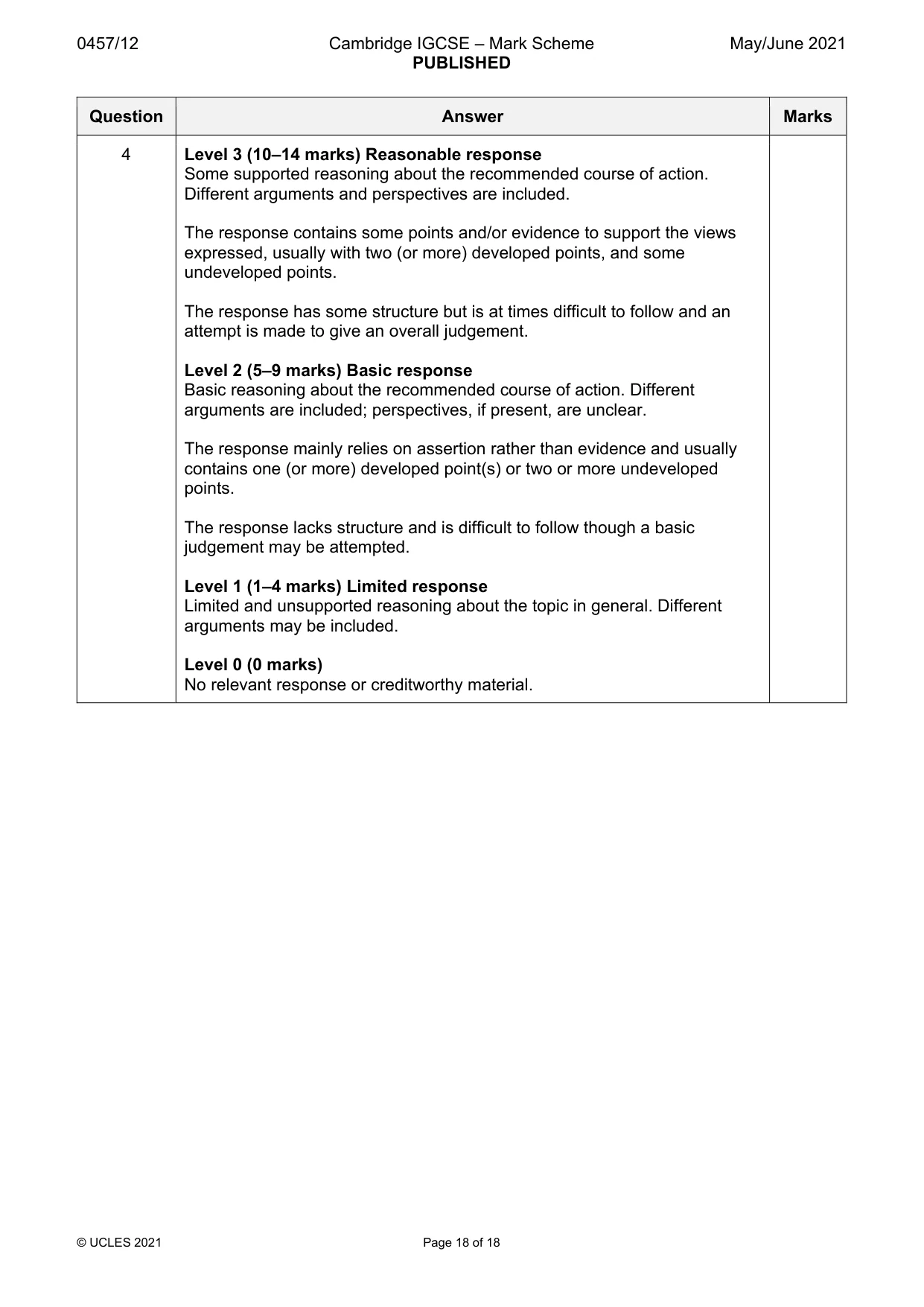Mark scheme, page 18 of 18