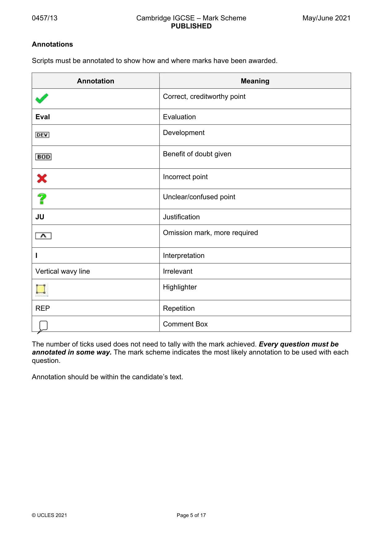 Mark scheme, page 5 of 17