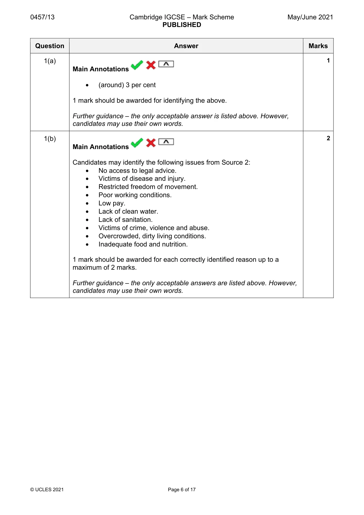 Mark scheme, page 6 of 17