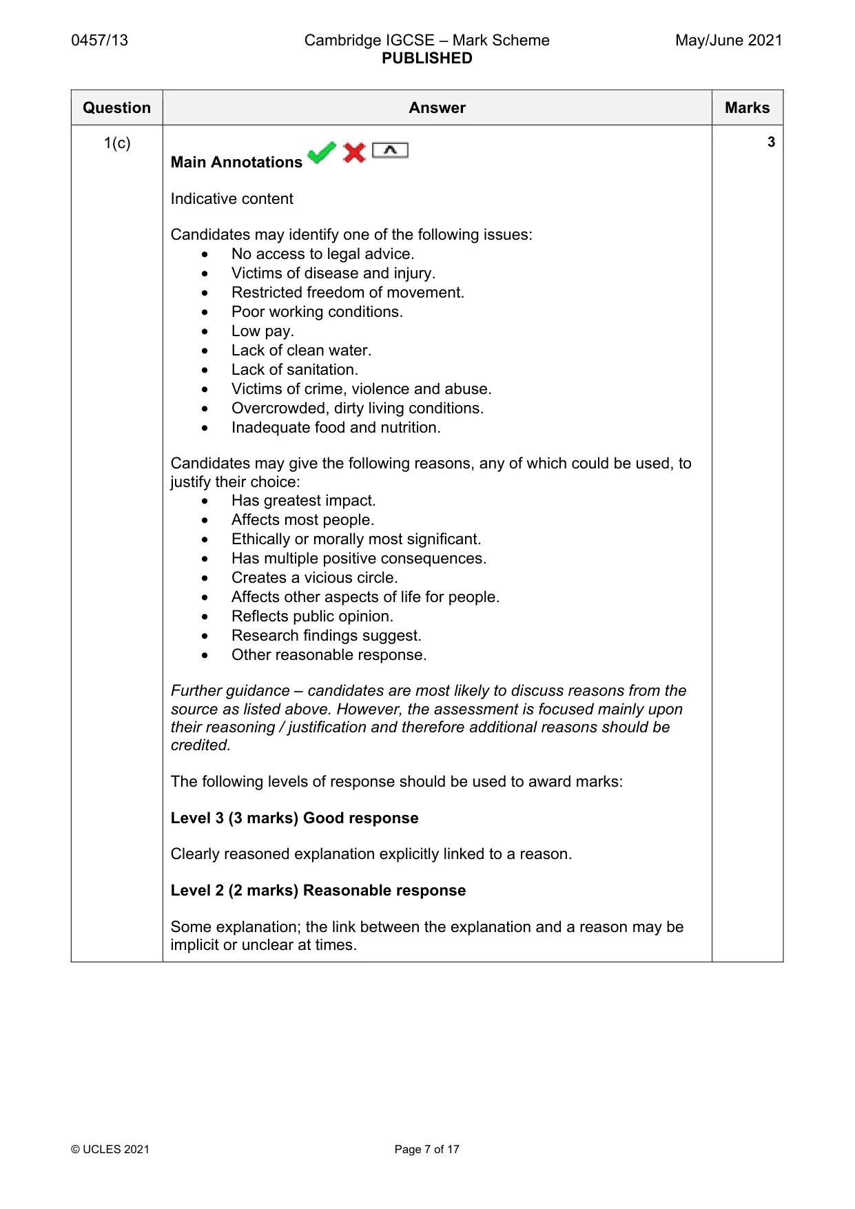 Mark scheme, page 7 of 17