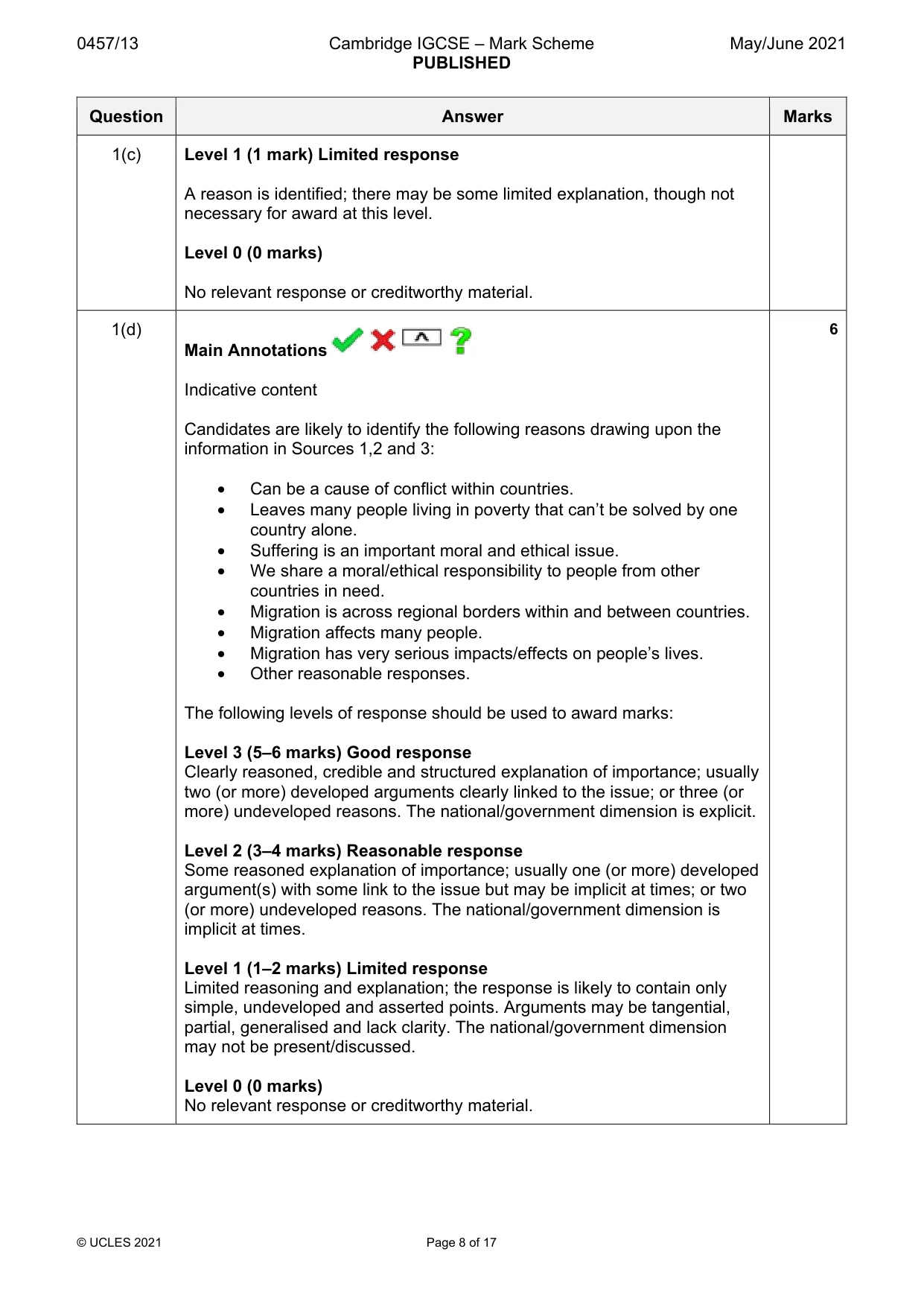 Mark scheme, page 8 of 17