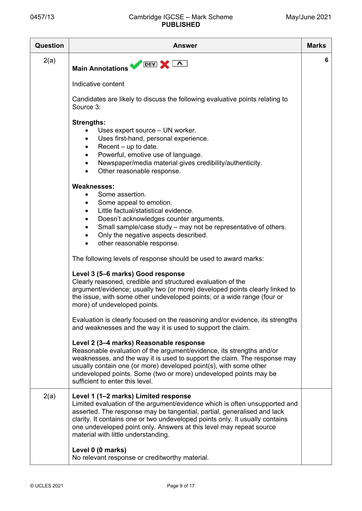 Mark scheme, page 9 of 17