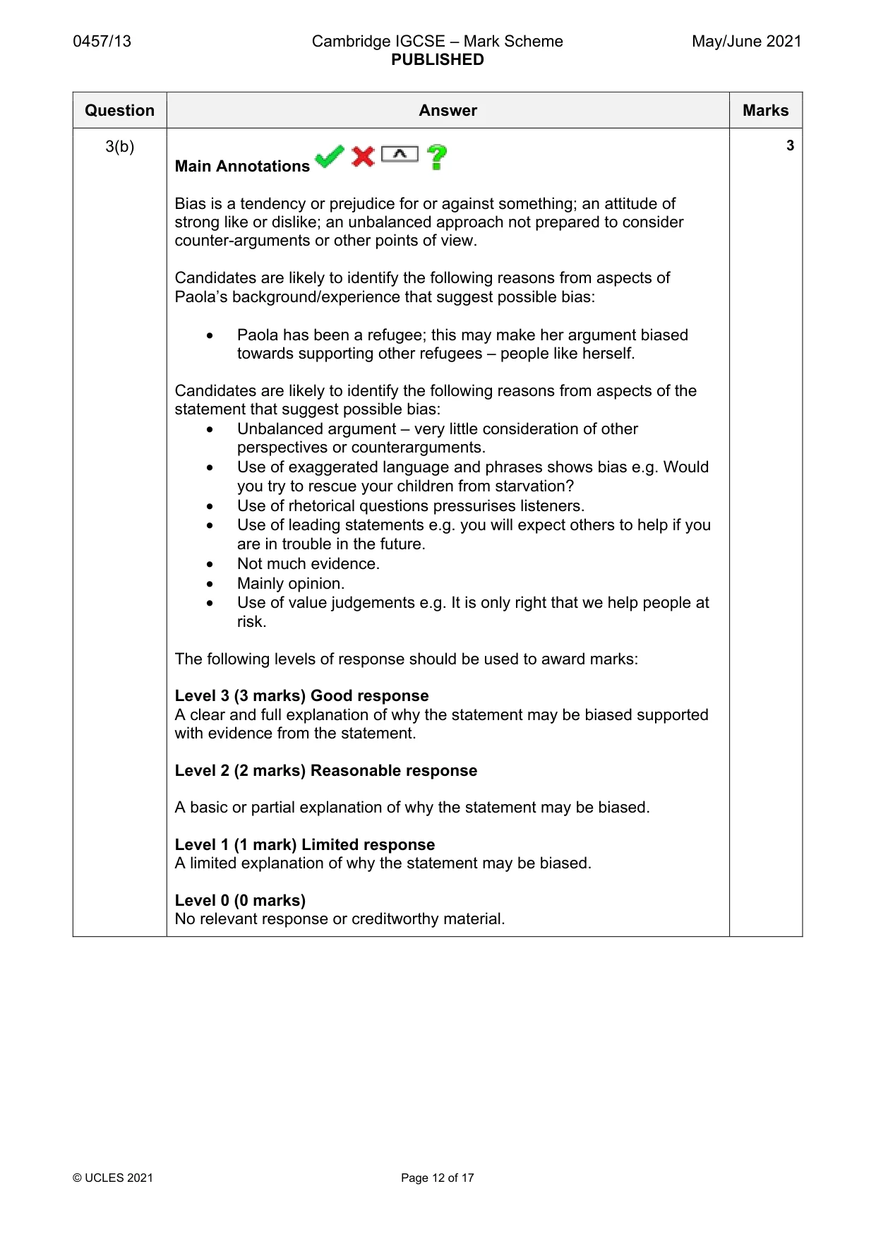 Mark scheme, page 12 of 17