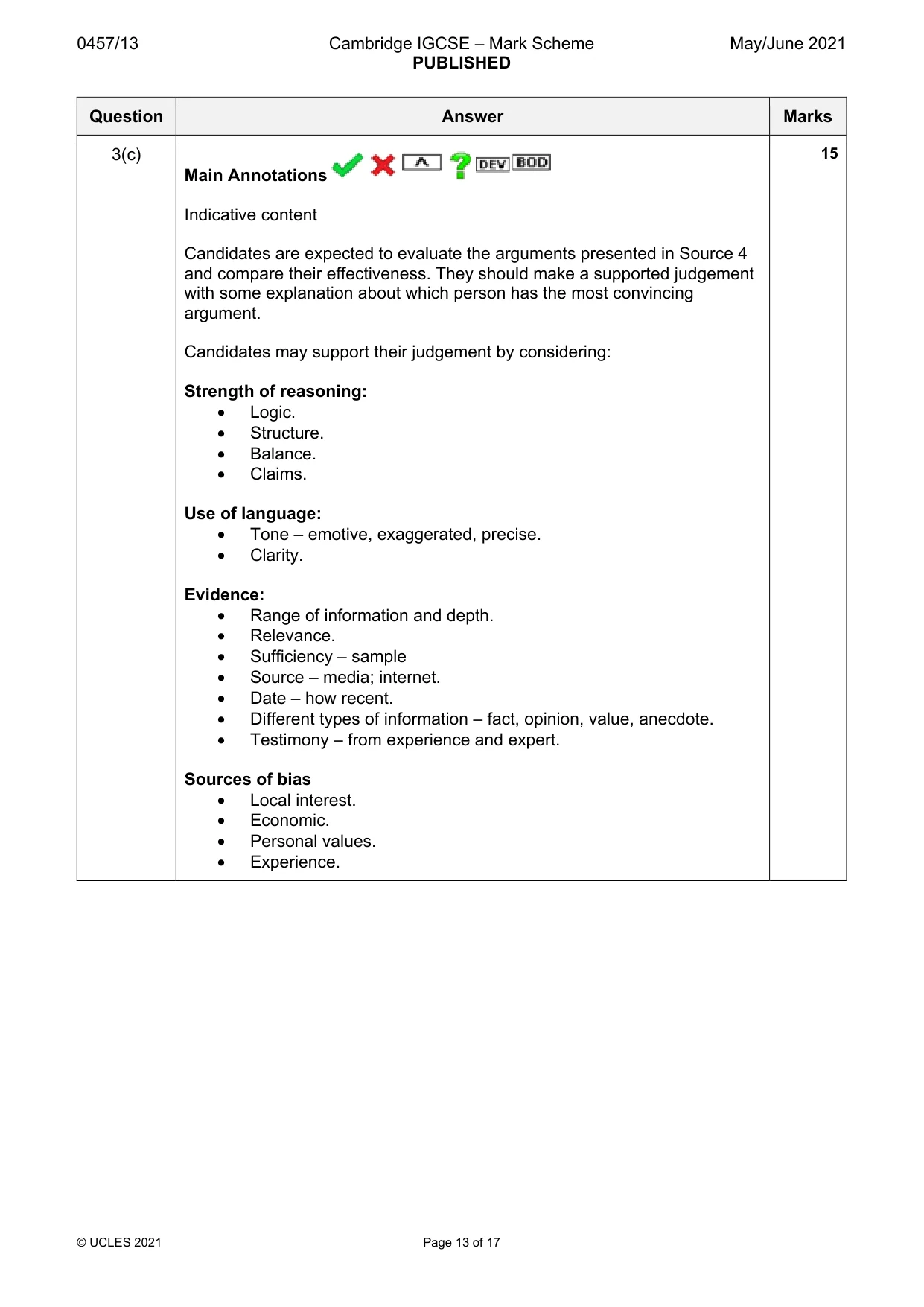 Mark scheme, page 13 of 17