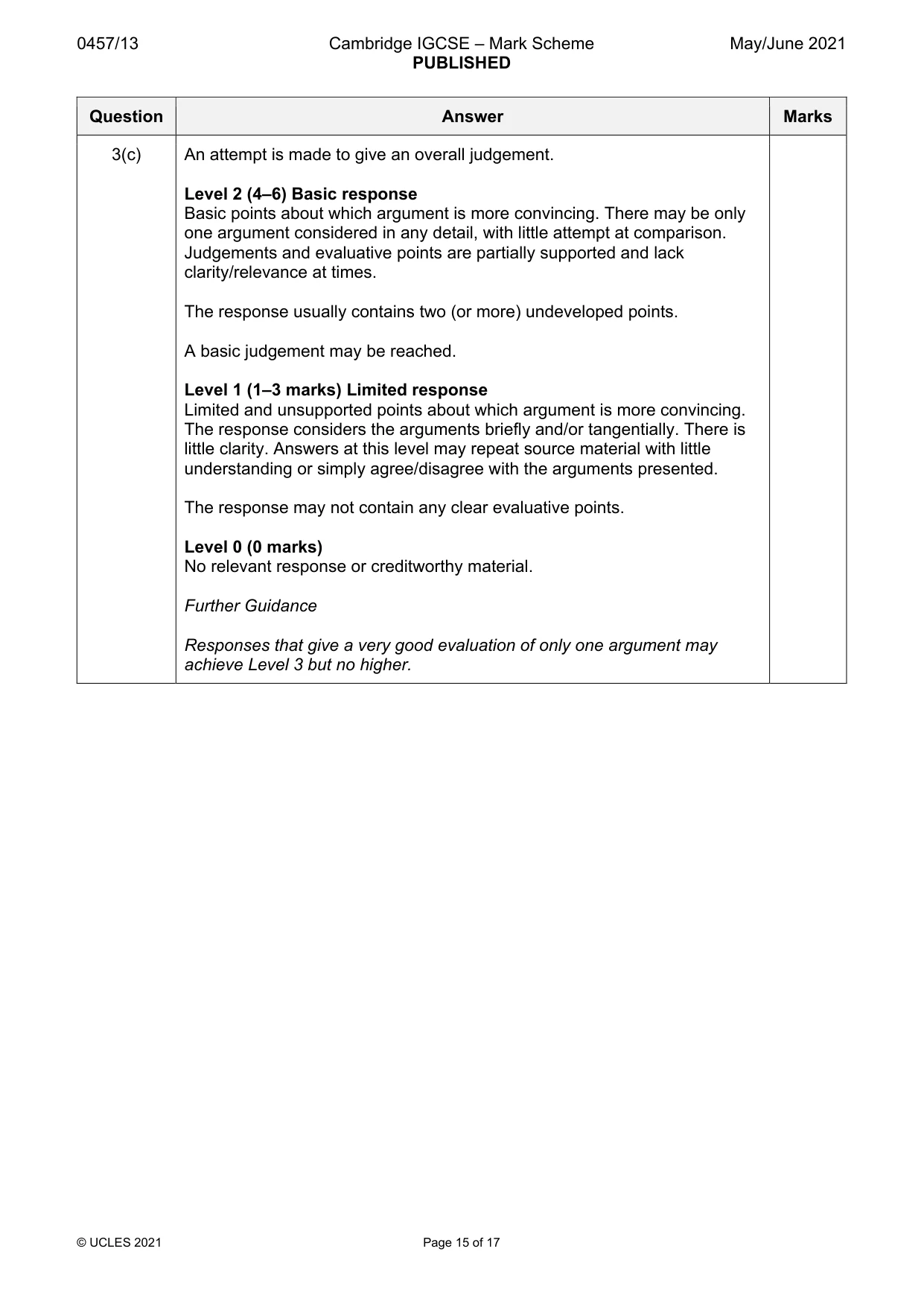 Mark scheme, page 15 of 17