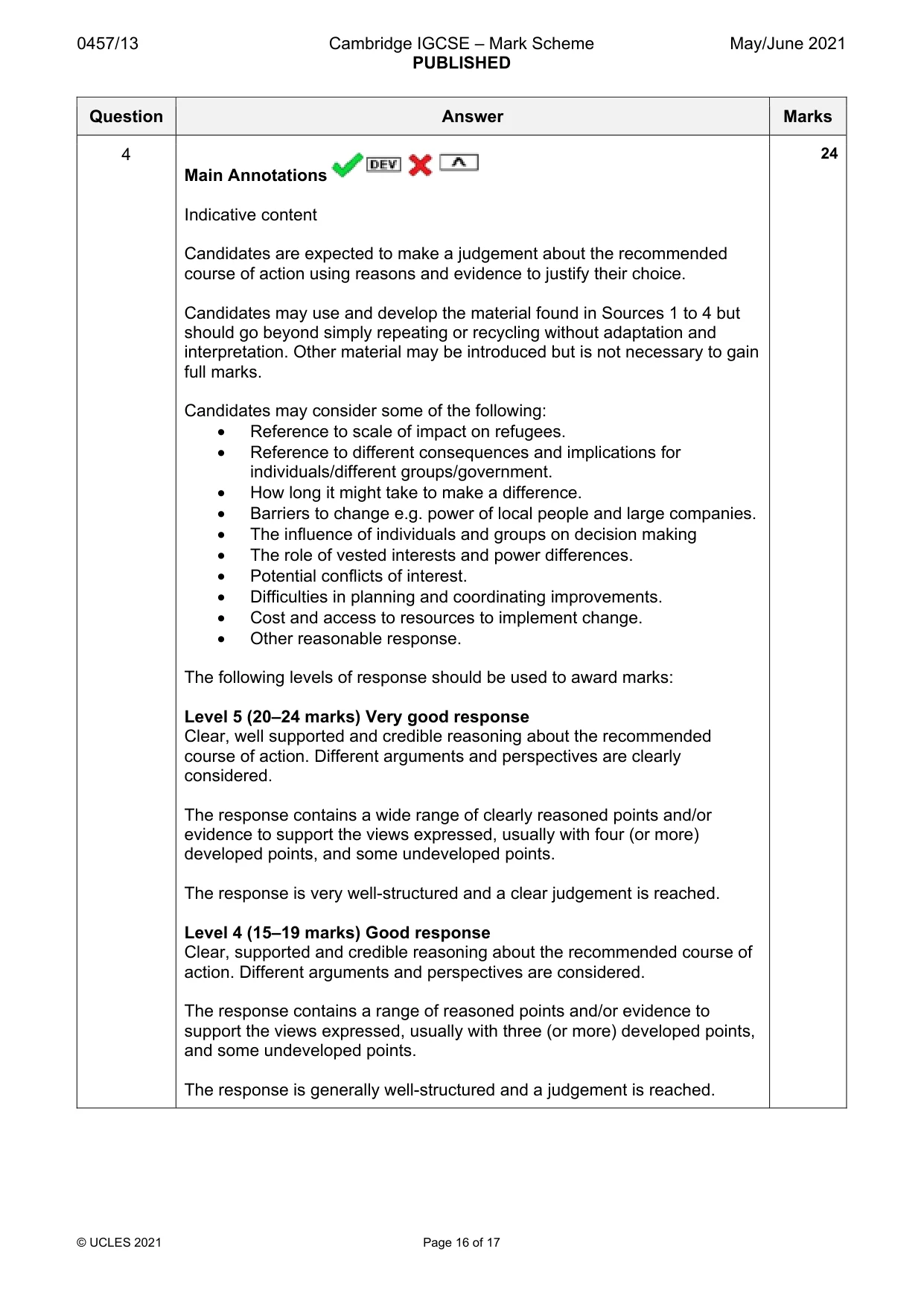 Mark scheme, page 16 of 17