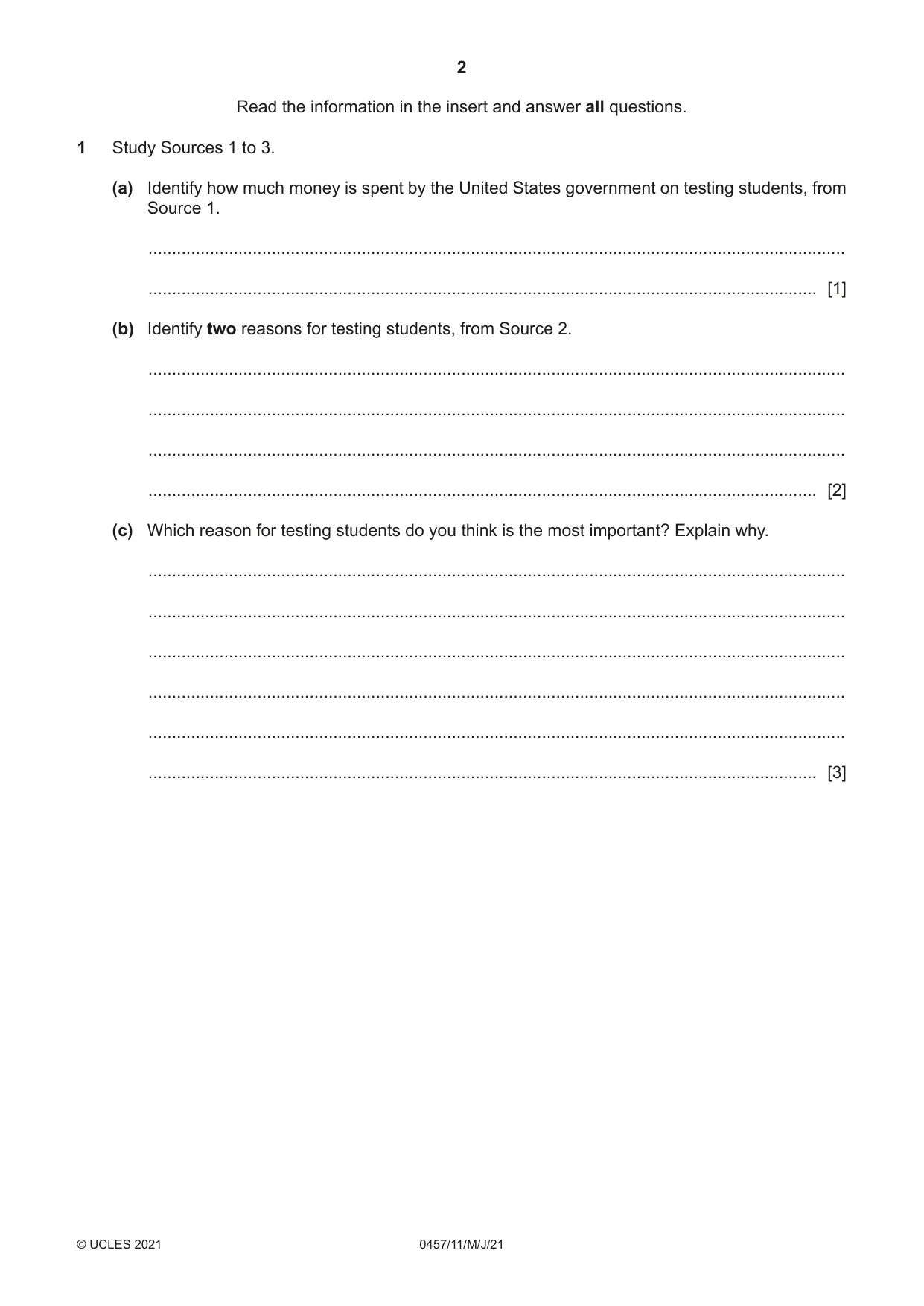 Cambridge IGCSE Global Perspectives 0457 2021 May/June Paper 1 · Variant 1 question paper, page 2 of 12