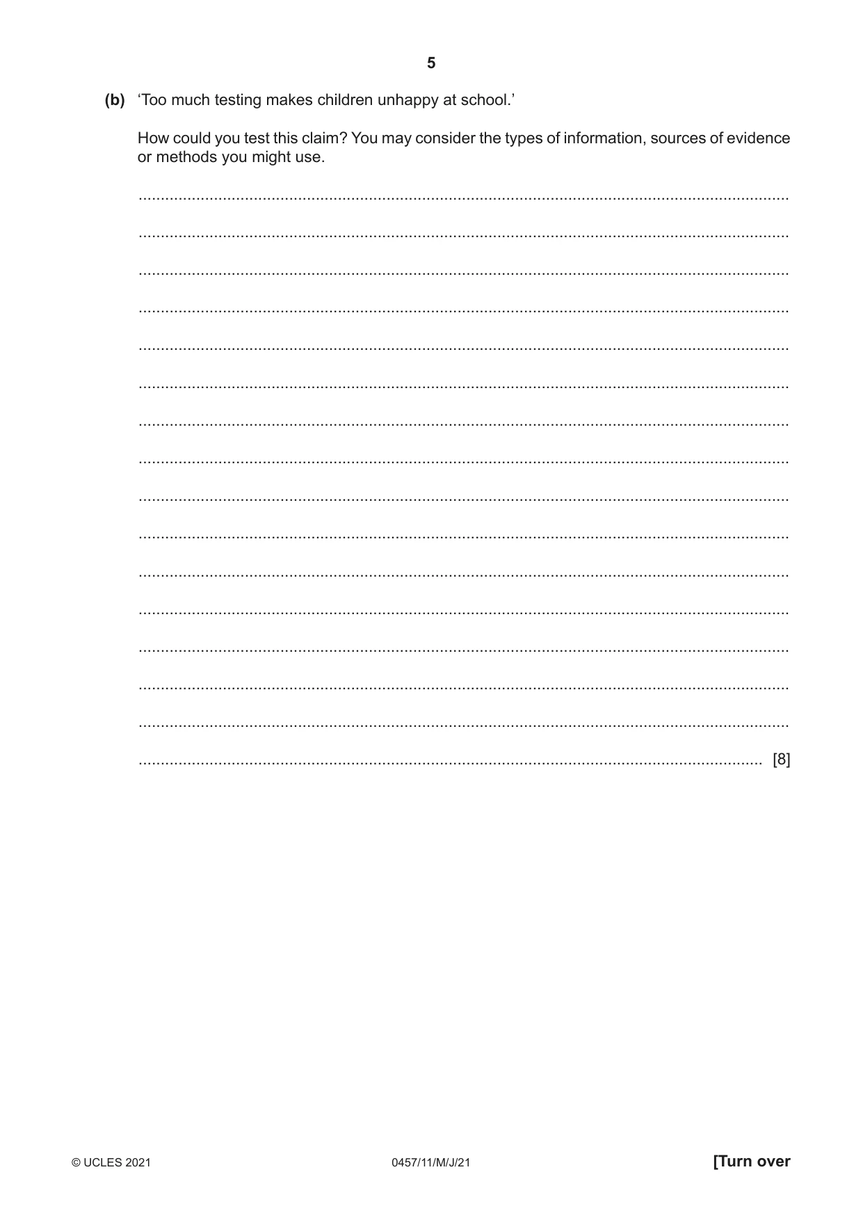 Cambridge IGCSE Global Perspectives 0457 2021 May/June Paper 1 · Variant 1 question paper, page 5 of 12