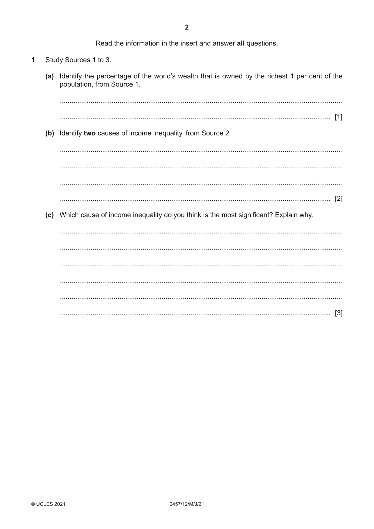Cambridge IGCSE Global Perspectives 0457 2021 May/June Paper 1 · Variant 2 question paper, page 2 of 12