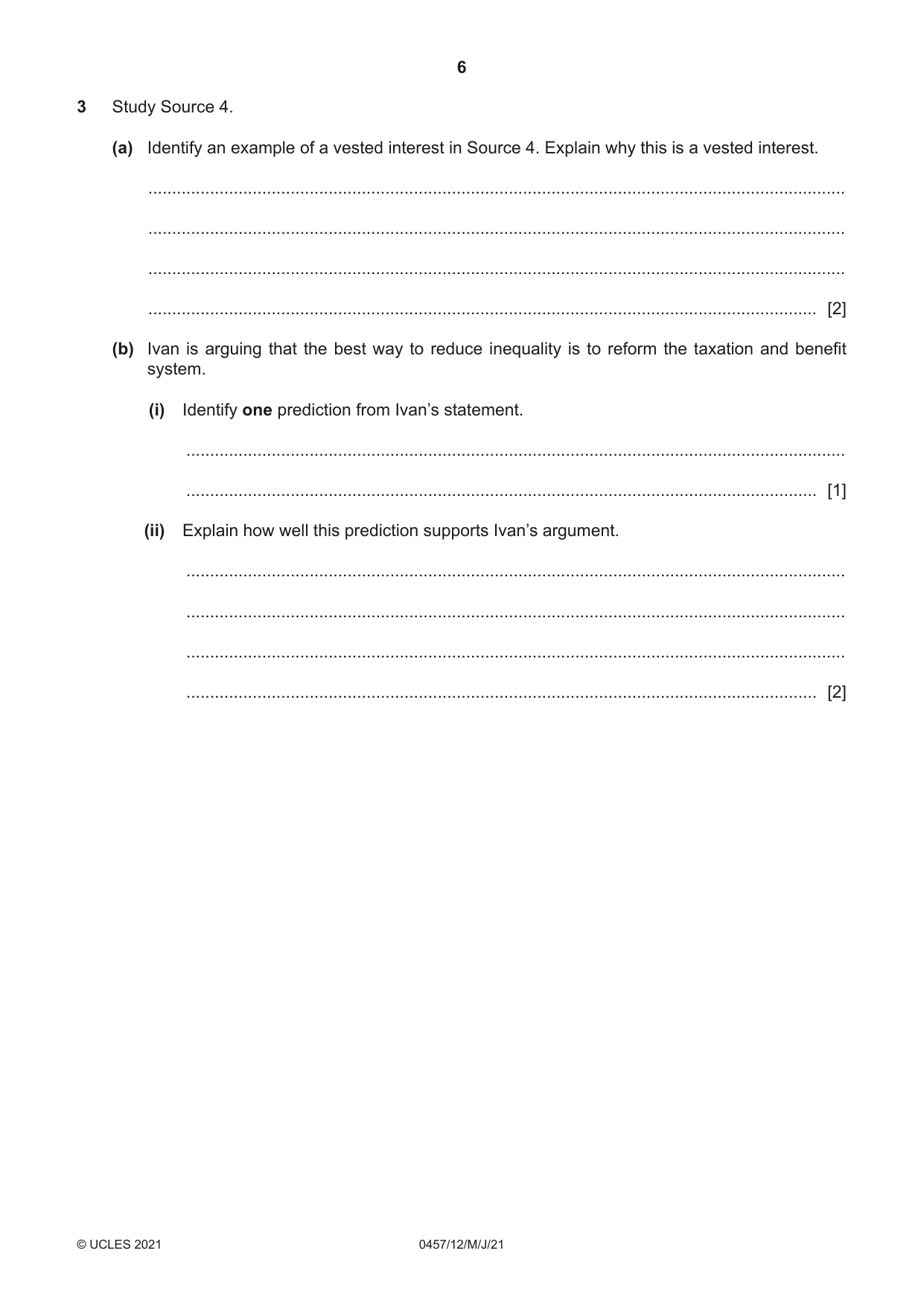 Cambridge IGCSE Global Perspectives 0457 2021 May/June Paper 1 · Variant 2 question paper, page 6 of 12