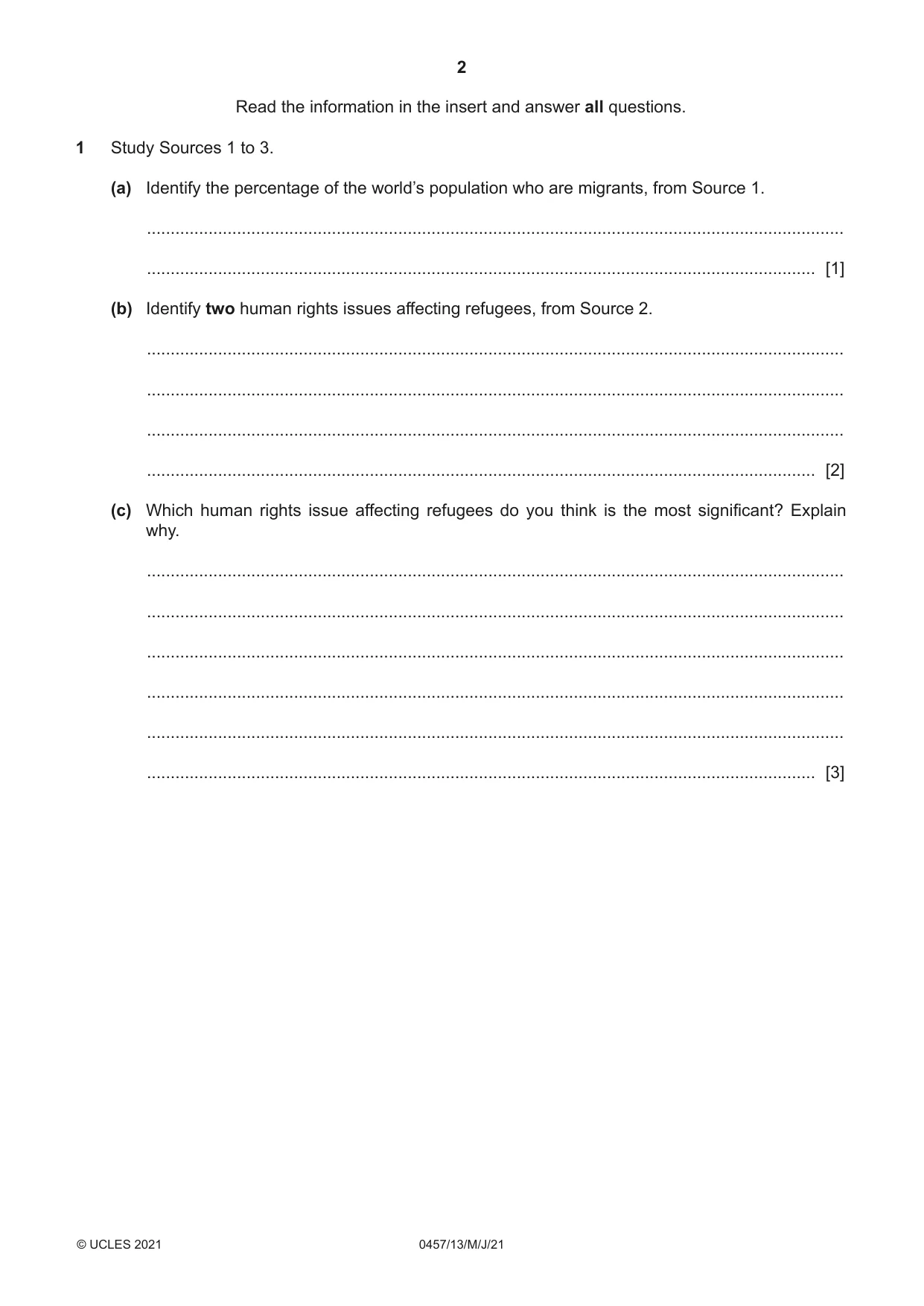 Cambridge IGCSE Global Perspectives 0457 2021 May/June Paper 1 · Variant 3 question paper, page 2 of 12