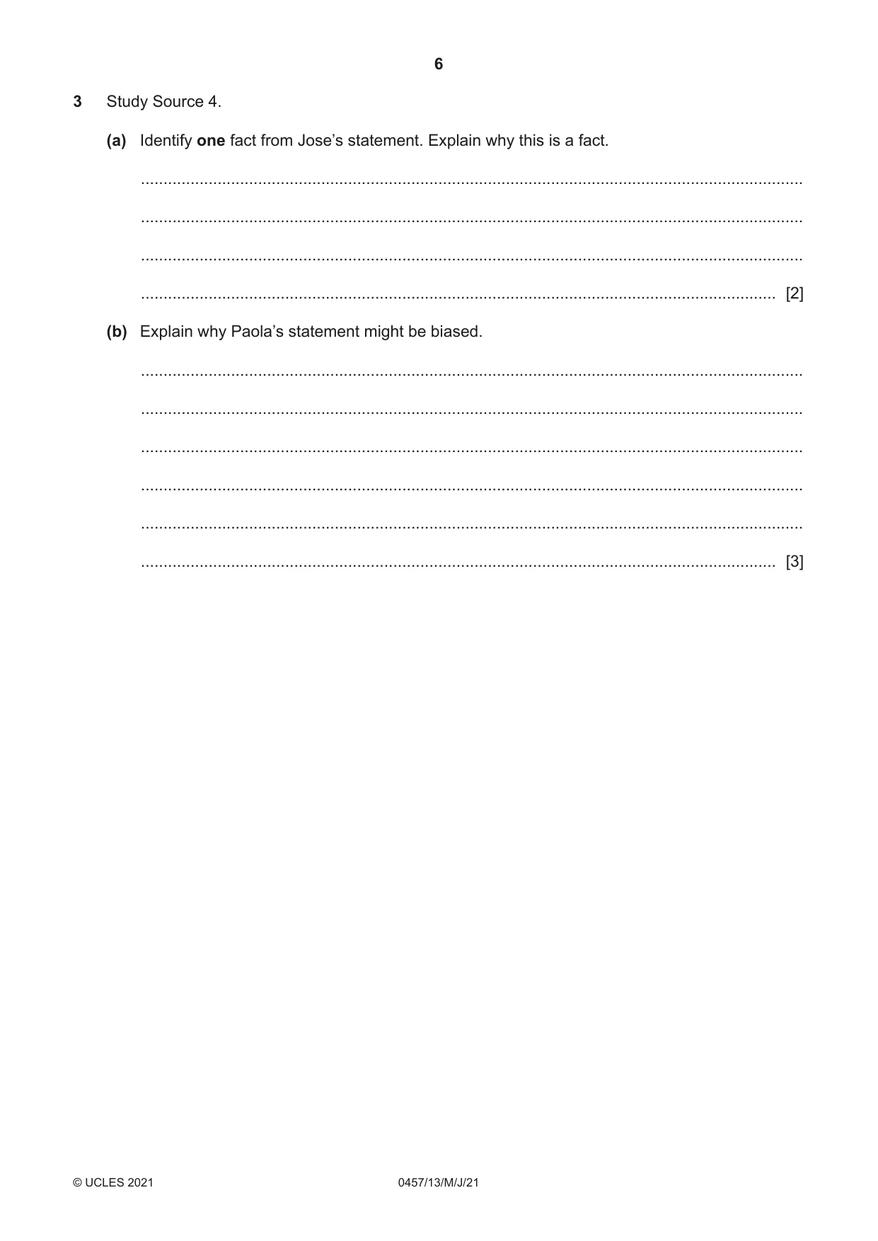 Cambridge IGCSE Global Perspectives 0457 2021 May/June Paper 1 · Variant 3 question paper, page 6 of 12