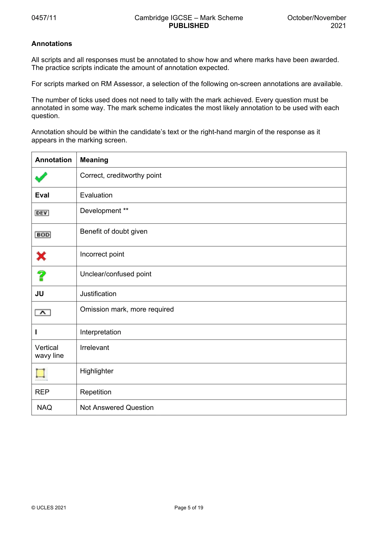 Mark scheme, page 5 of 19