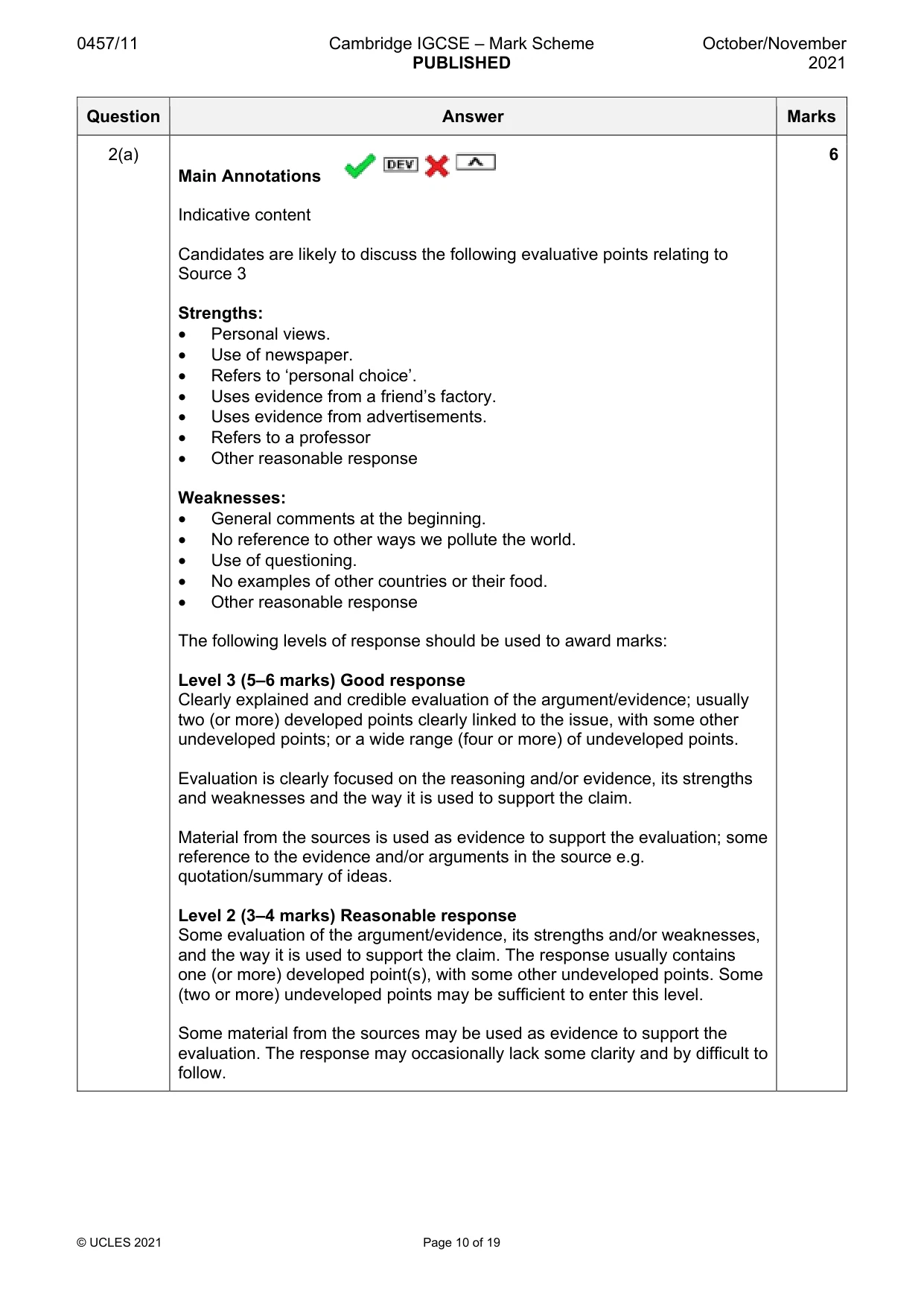 Mark scheme, page 10 of 19