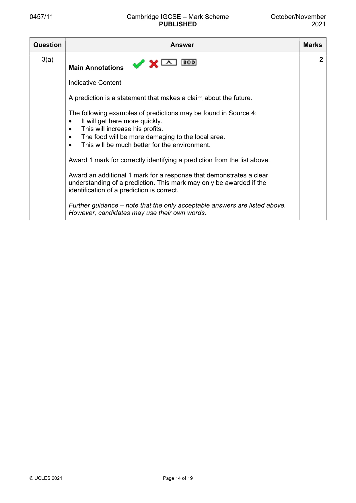 Mark scheme, page 14 of 19
