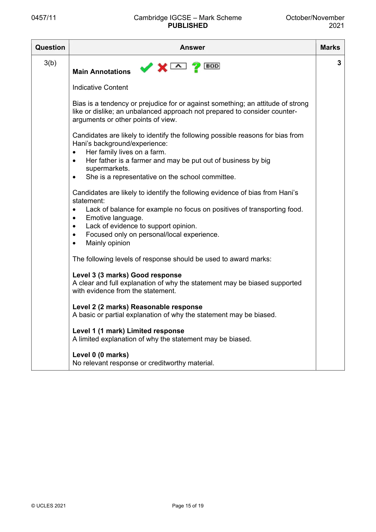Mark scheme, page 15 of 19