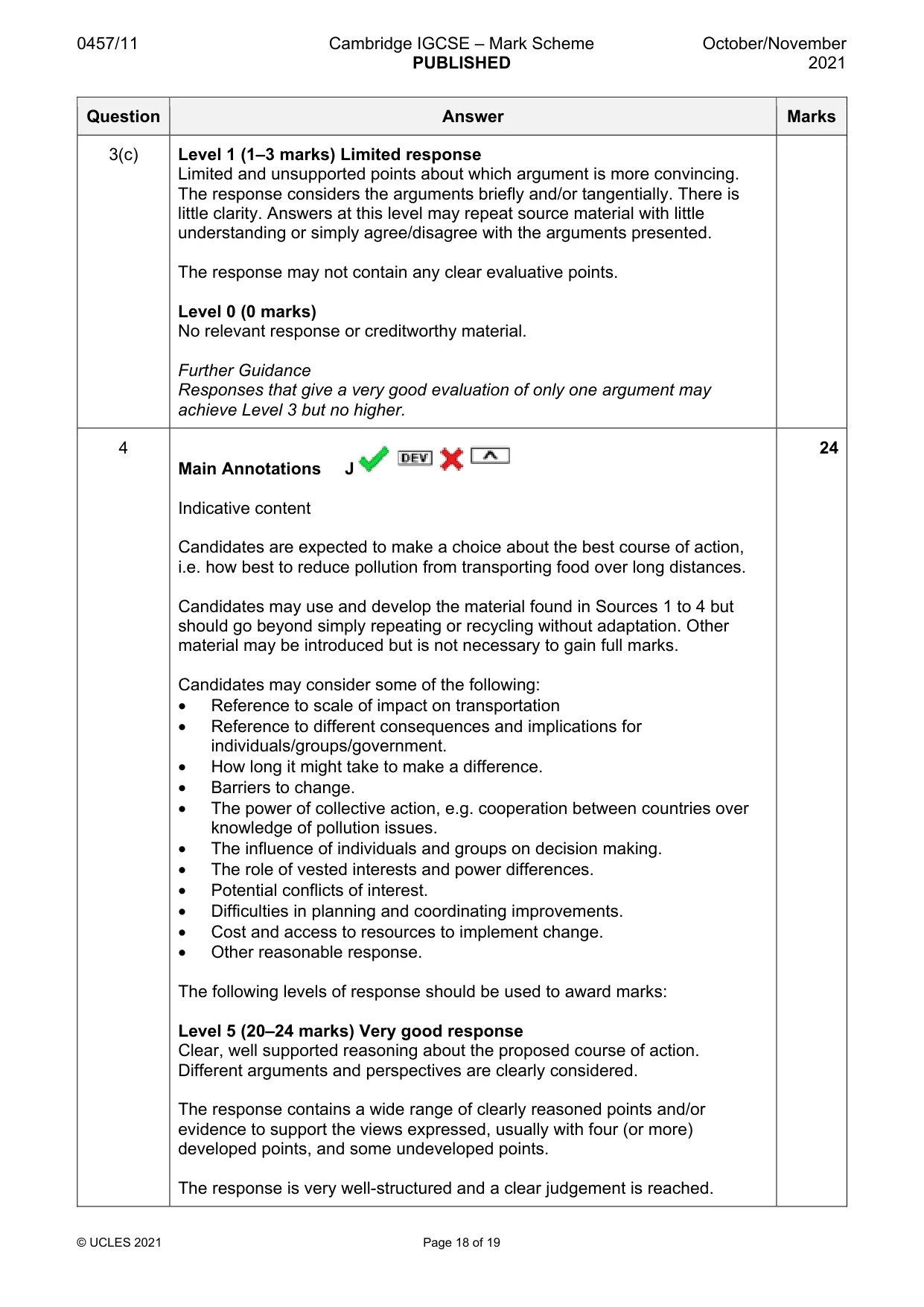 Mark scheme, page 18 of 19
