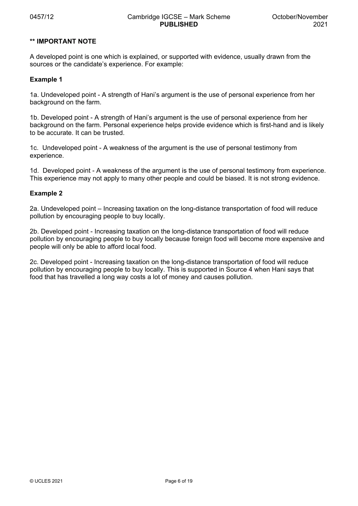 Mark scheme, page 6 of 19