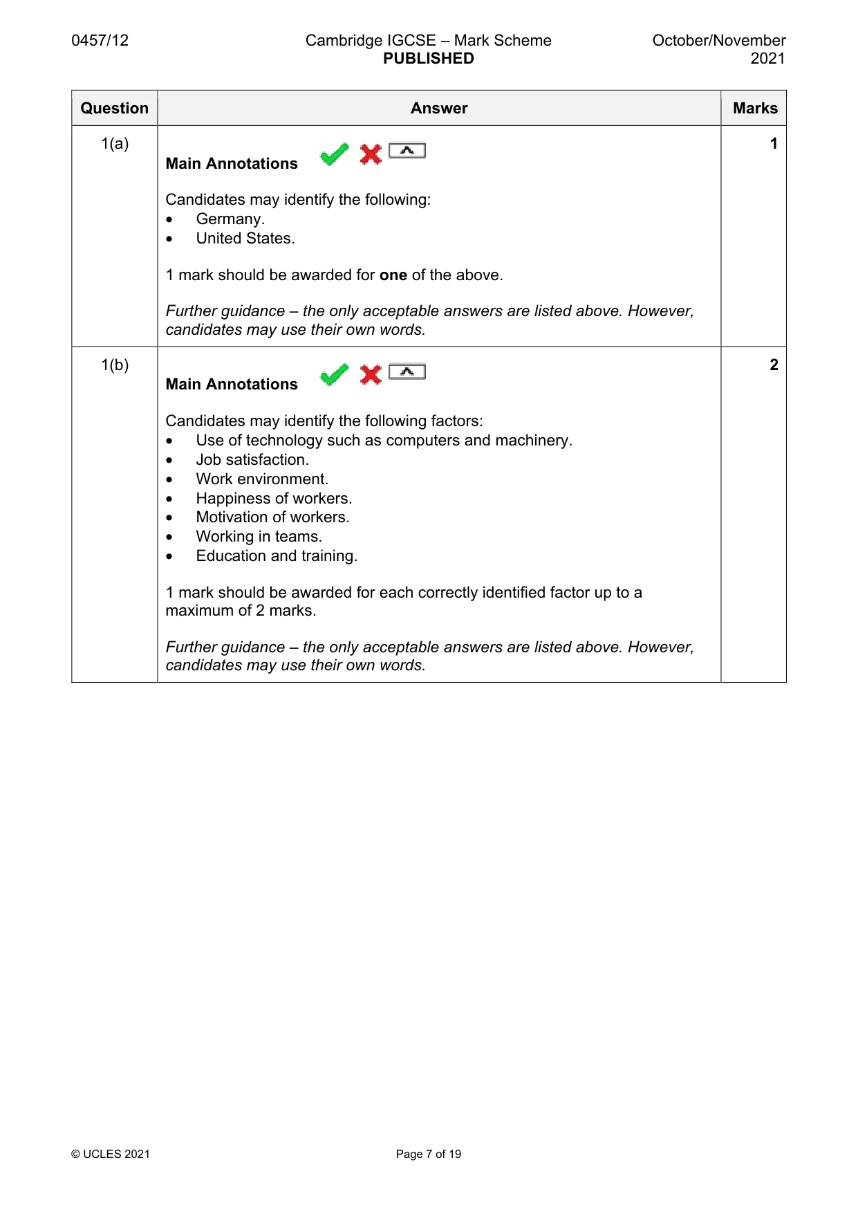 Mark scheme, page 7 of 19