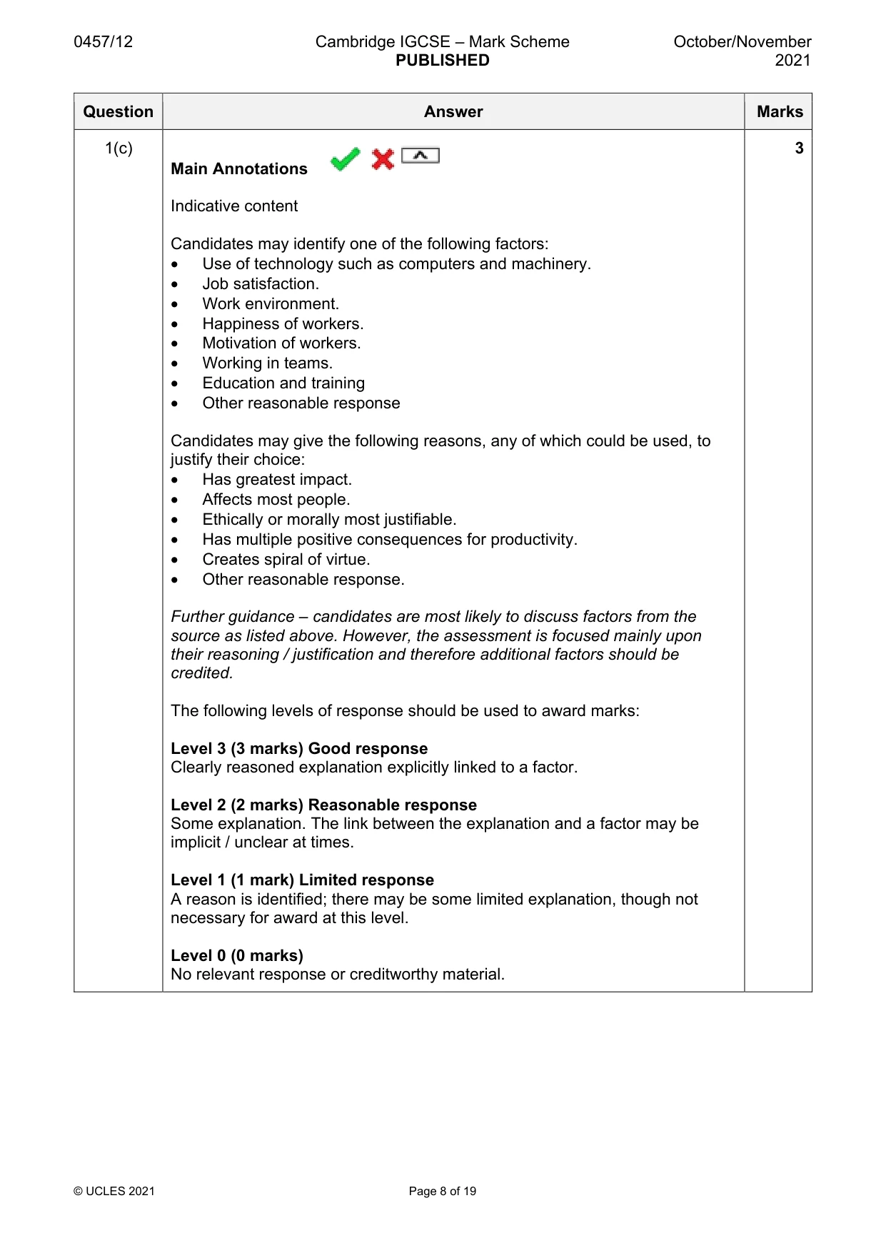Mark scheme, page 8 of 19