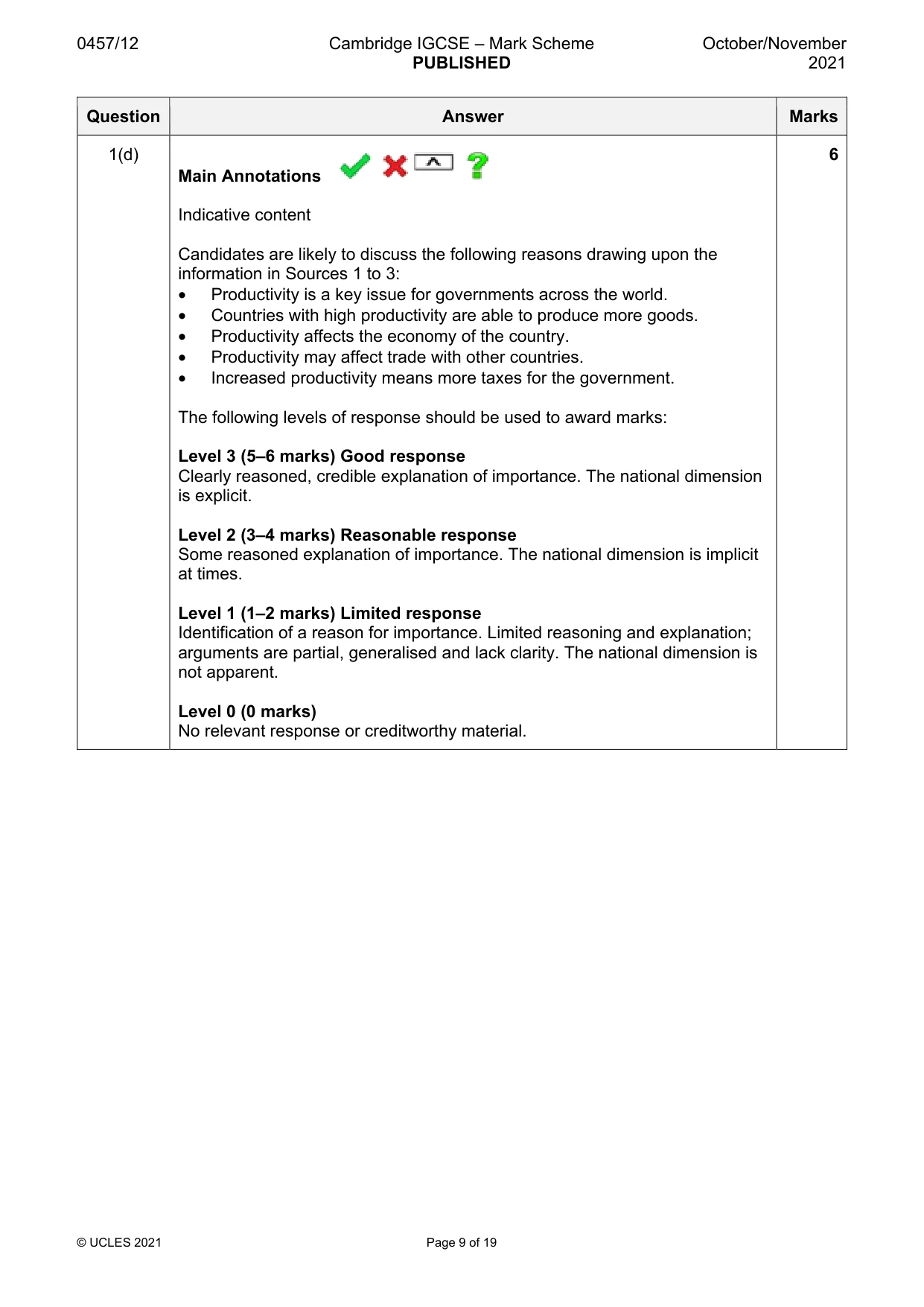 Mark scheme, page 9 of 19
