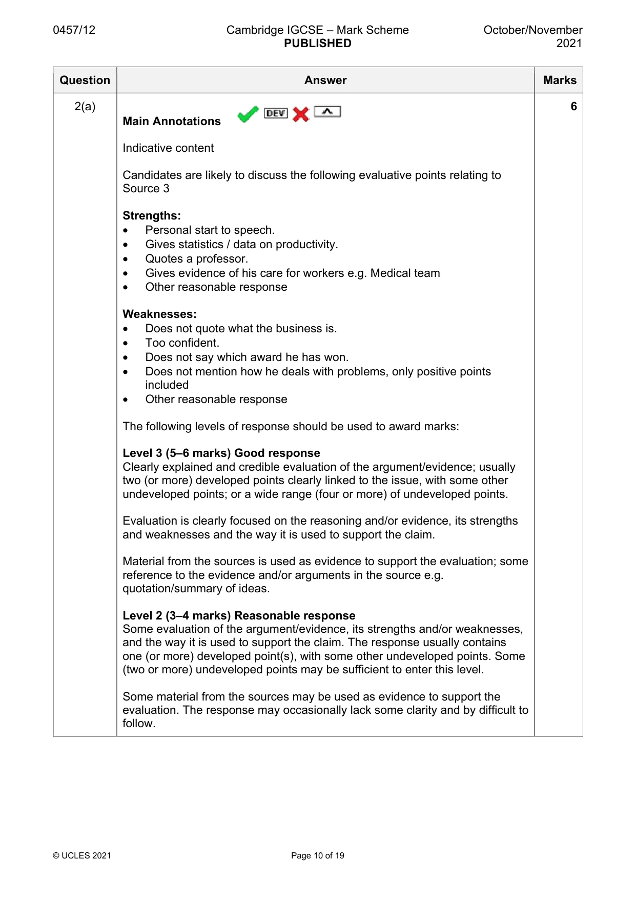 Mark scheme, page 10 of 19