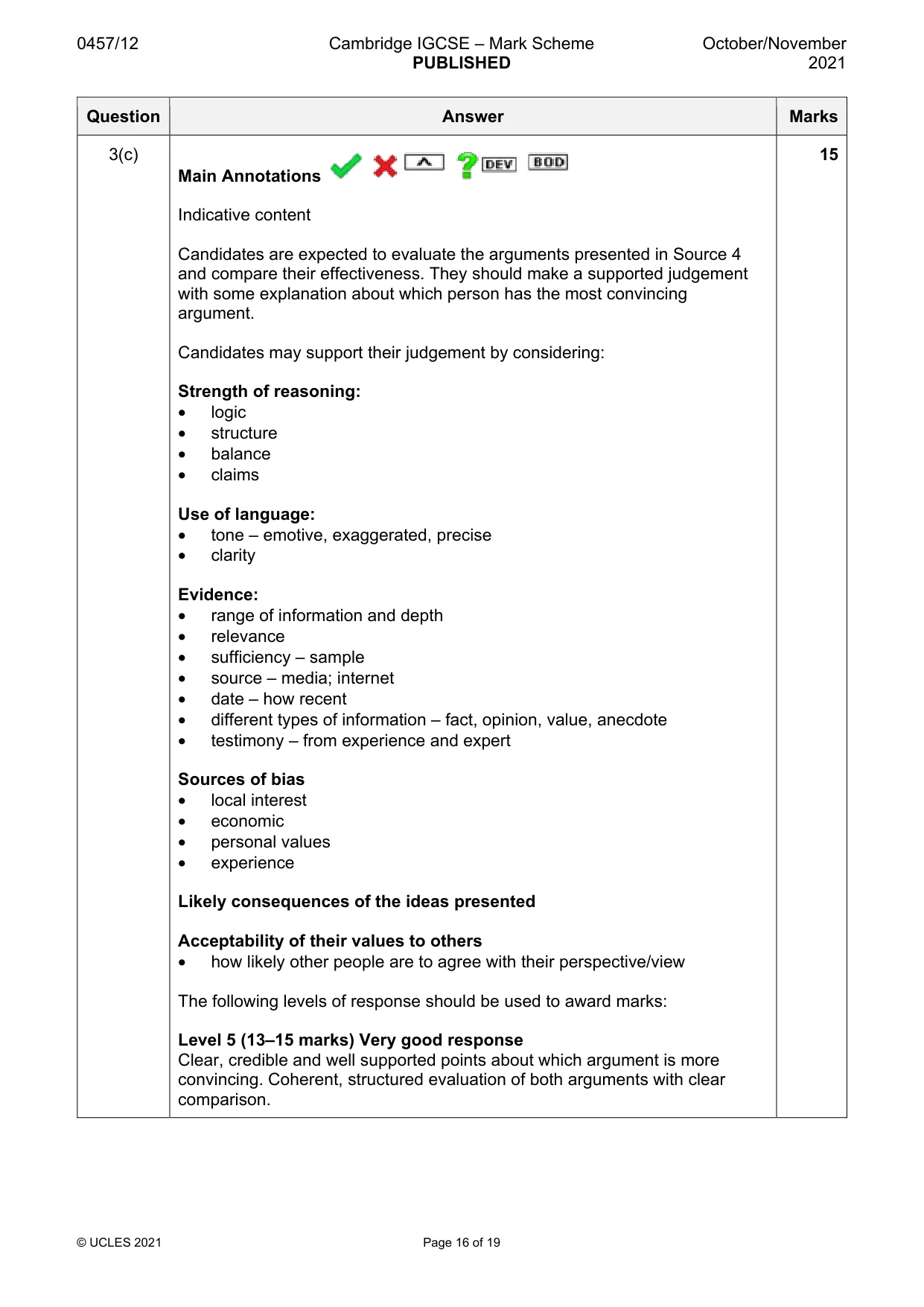 Mark scheme, page 16 of 19